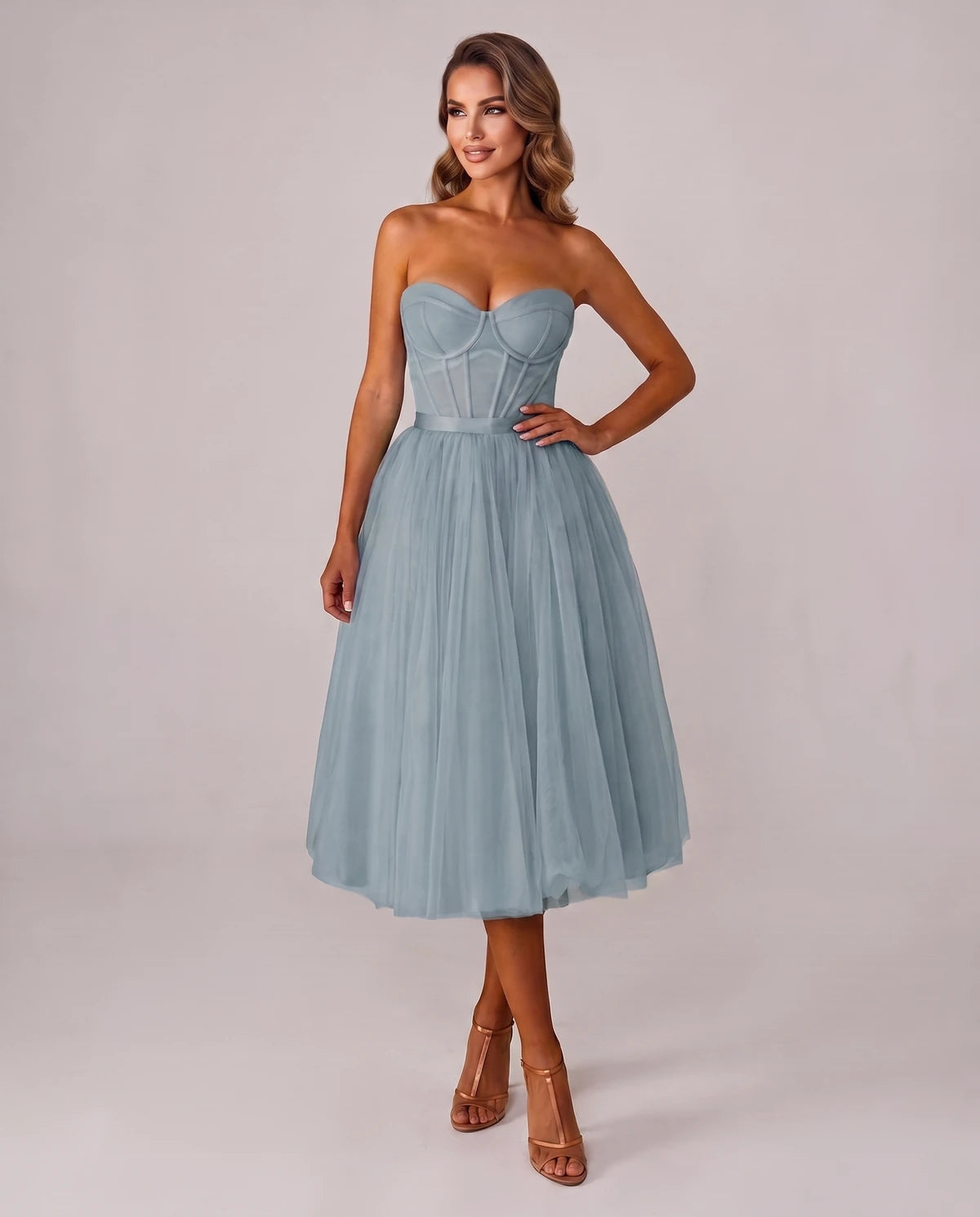 Pomona Midi Dresses — Dusty Blue | SKU: SD-38566-dustyblue-2,SD-38566-dustyblue-4,SD-38566-dustyblue-6,SD-38566-dustyblue-8,SD-38566-dustyblue-10,SD-38566-dustyblue-12,SD-38566-dustyblue-14,SD-38566-dustyblue-14W,SD-38566-dustyblue-16,SD-38566-dustyblue-16W,SD-38566-dustyblue-18W,SD-38566-dustyblue-20W