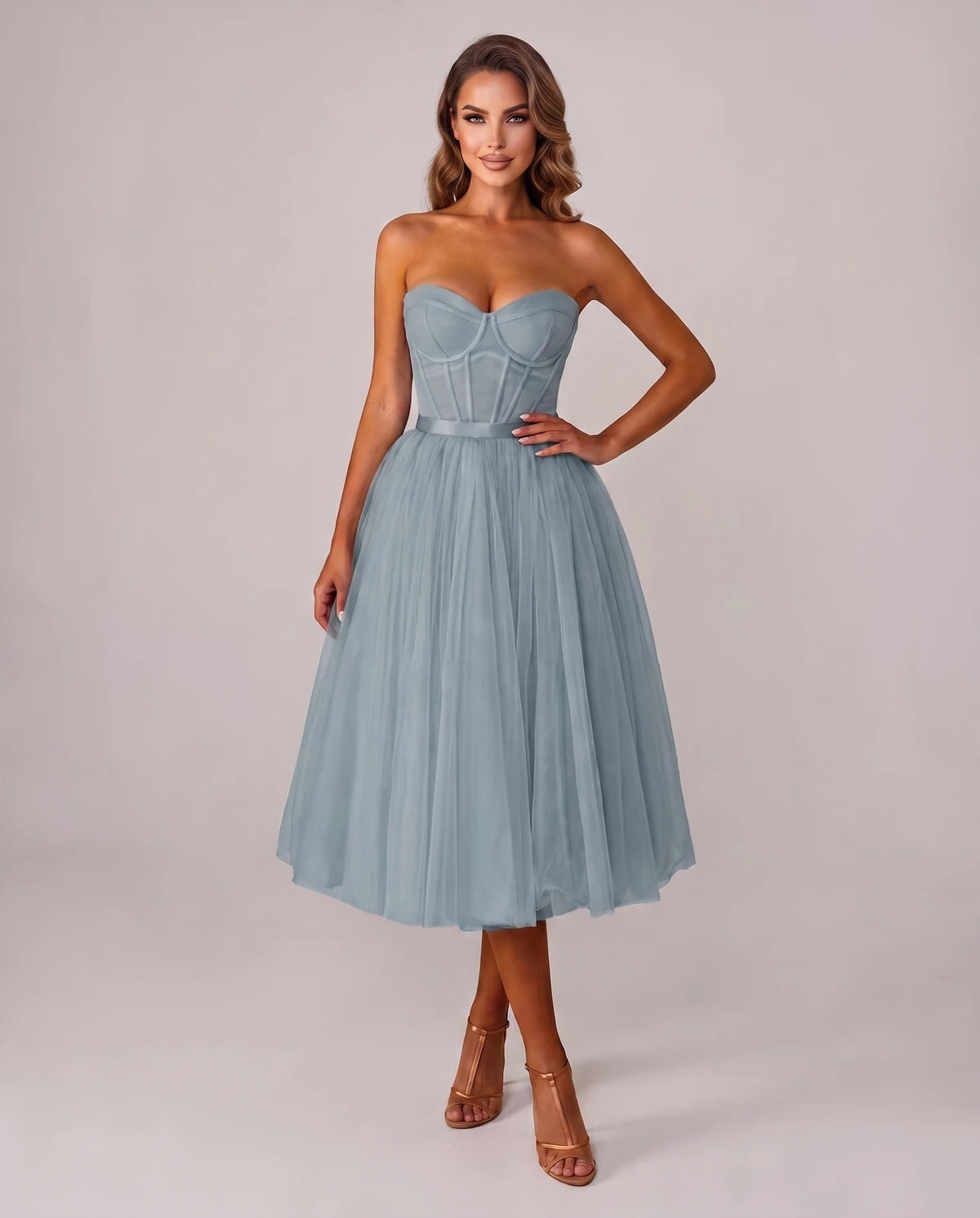 Pomona Midi Dresses — Dusty Blue | SKU: SD-38566-dustyblue-2,SD-38566-dustyblue-4,SD-38566-dustyblue-6,SD-38566-dustyblue-8,SD-38566-dustyblue-10,SD-38566-dustyblue-12,SD-38566-dustyblue-14,SD-38566-dustyblue-14W,SD-38566-dustyblue-16,SD-38566-dustyblue-16W,SD-38566-dustyblue-18W,SD-38566-dustyblue-20W