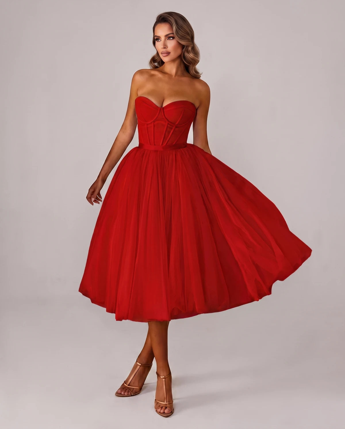 Pomona Midi Dresses — Red