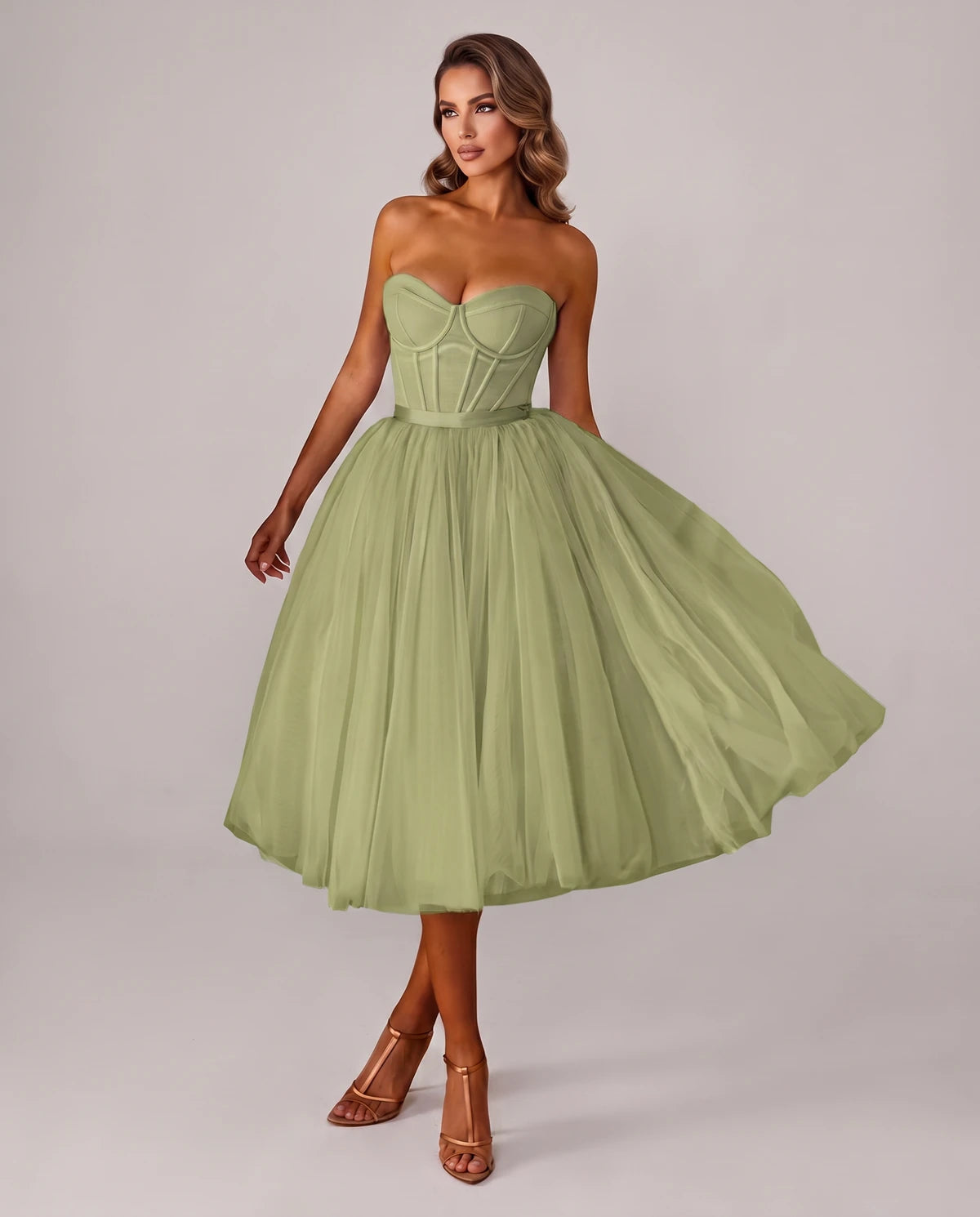 Pomona Midi Dresses — Sage Green