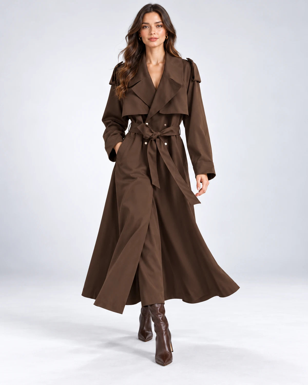 Portofino Coat — Brown | SKU: SD-90832-brown-XS,SD-90832-brown-S,SD-90832-brown-M,SD-90832-brown-L