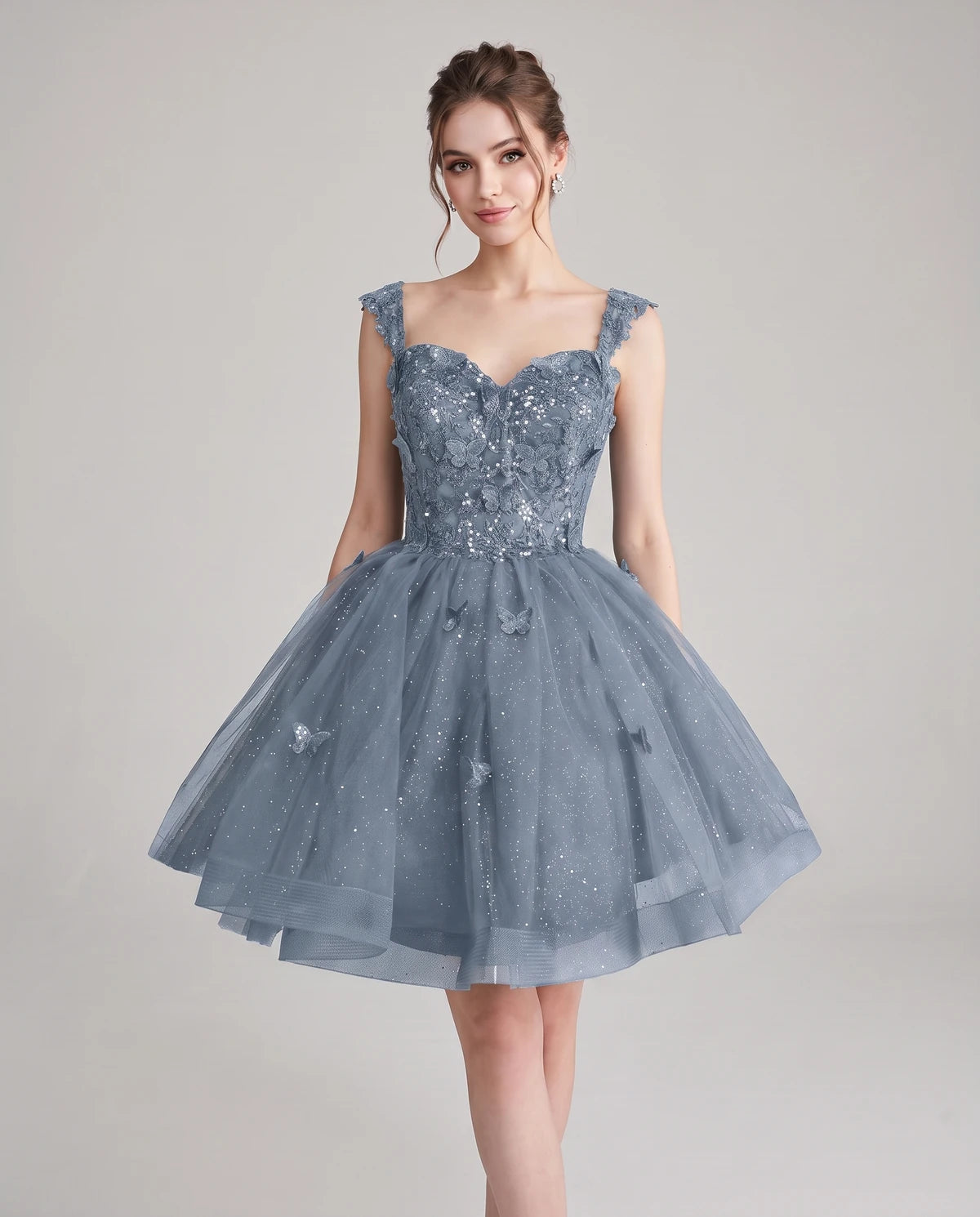 Quintessa Mini Dress — Dusty Blue