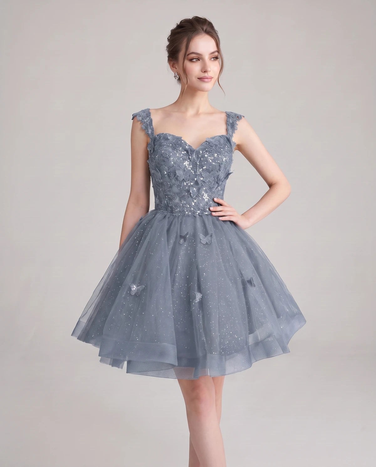 Quintessa Mini Dress — Dusty Blue | SKU: SD-50365-dustyblue-2,SD-50365-dustyblue-4,SD-50365-dustyblue-6,SD-50365-dustyblue-8,SD-50365-dustyblue-10,SD-50365-dustyblue-12,SD-50365-dustyblue-14,SD-50365-dustyblue-16,SD-50365-dustyblue-16W,SD-50365-dustyblue-18W,SD-50365-dustyblue-20W,SD-50365-dustyblue-22W
