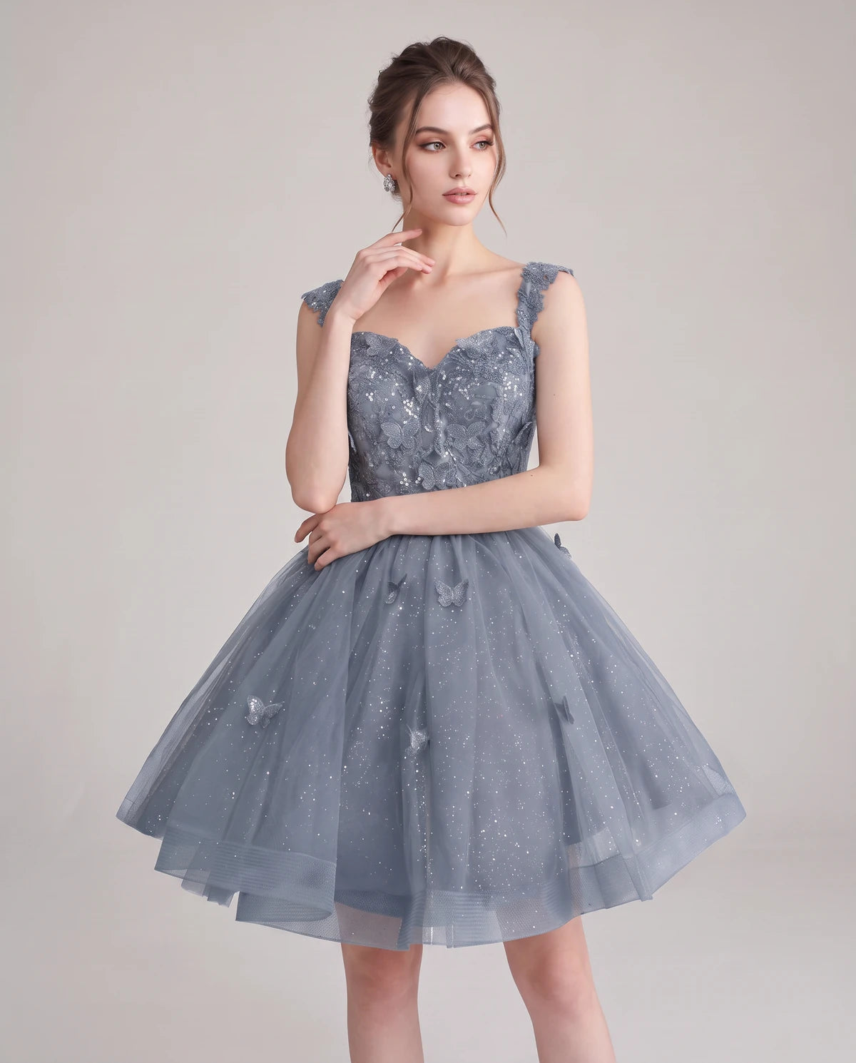 Quintessa Mini Dress — Dusty Blue | SKU: SD-50365-dustyblue-2,SD-50365-dustyblue-4,SD-50365-dustyblue-6,SD-50365-dustyblue-8,SD-50365-dustyblue-10,SD-50365-dustyblue-12,SD-50365-dustyblue-14,SD-50365-dustyblue-16,SD-50365-dustyblue-16W,SD-50365-dustyblue-18W,SD-50365-dustyblue-20W,SD-50365-dustyblue-22W