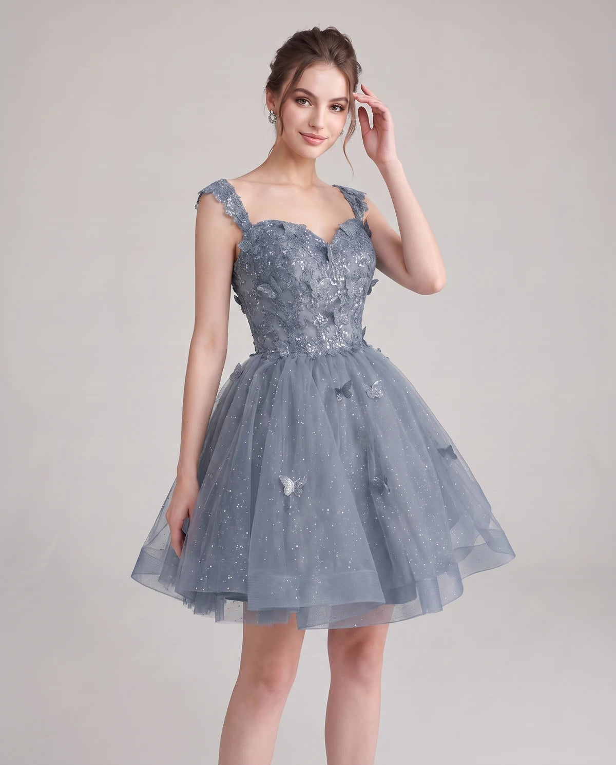 Quintessa Mini Dress — Dusty Blue | SKU: SD-50365-dustyblue-2,SD-50365-dustyblue-4,SD-50365-dustyblue-6,SD-50365-dustyblue-8,SD-50365-dustyblue-10,SD-50365-dustyblue-12,SD-50365-dustyblue-14,SD-50365-dustyblue-16,SD-50365-dustyblue-16W,SD-50365-dustyblue-18W,SD-50365-dustyblue-20W,SD-50365-dustyblue-22W