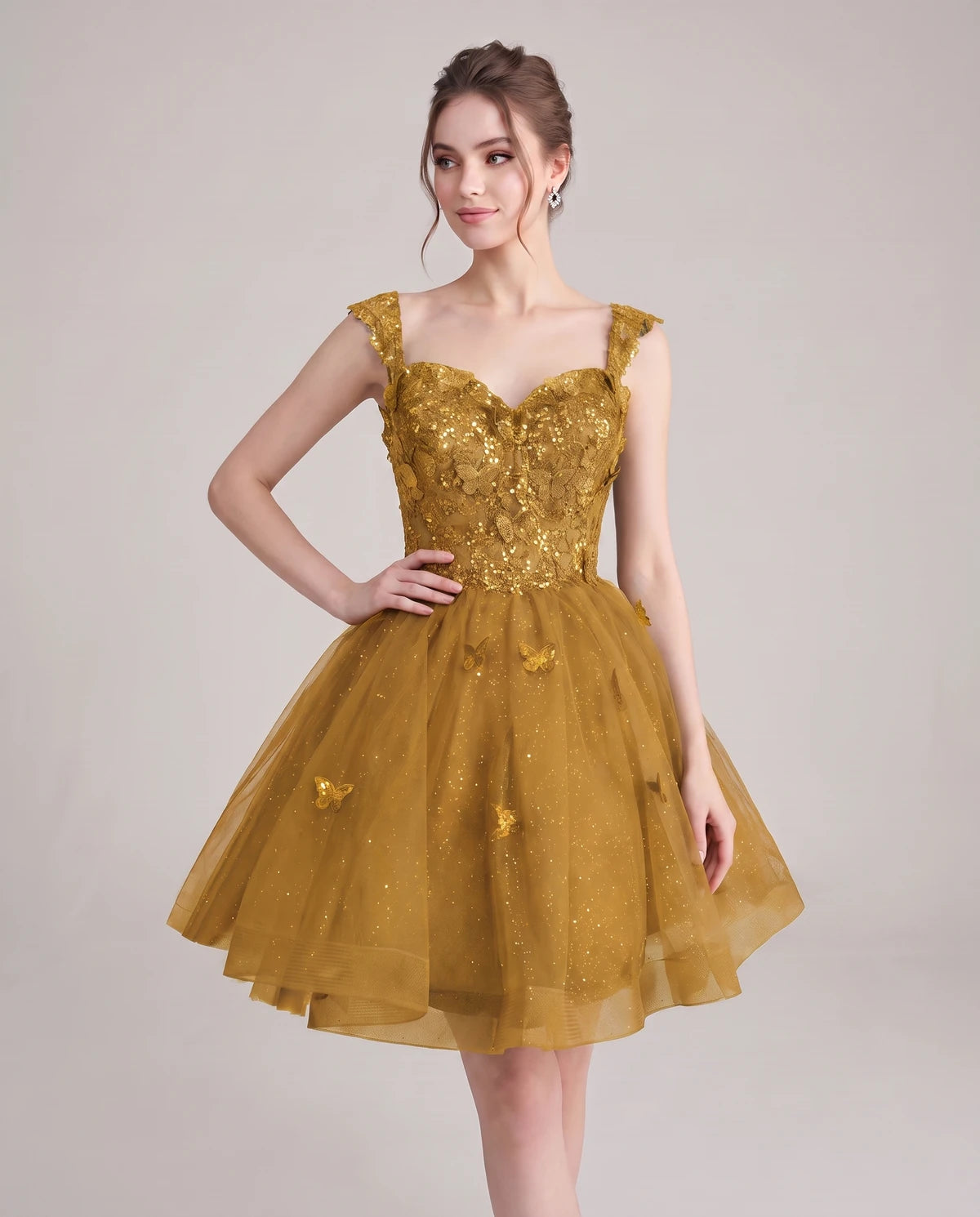 Quintessa Mini Dress — Gold | SKU: SD-50365-gold-2,SD-50365-gold-4,SD-50365-gold-6,SD-50365-gold-8,SD-50365-gold-10,SD-50365-gold-12,SD-50365-gold-14,SD-50365-gold-16,SD-50365-gold-16W,SD-50365-gold-18W,SD-50365-gold-20W,SD-50365-gold-22W