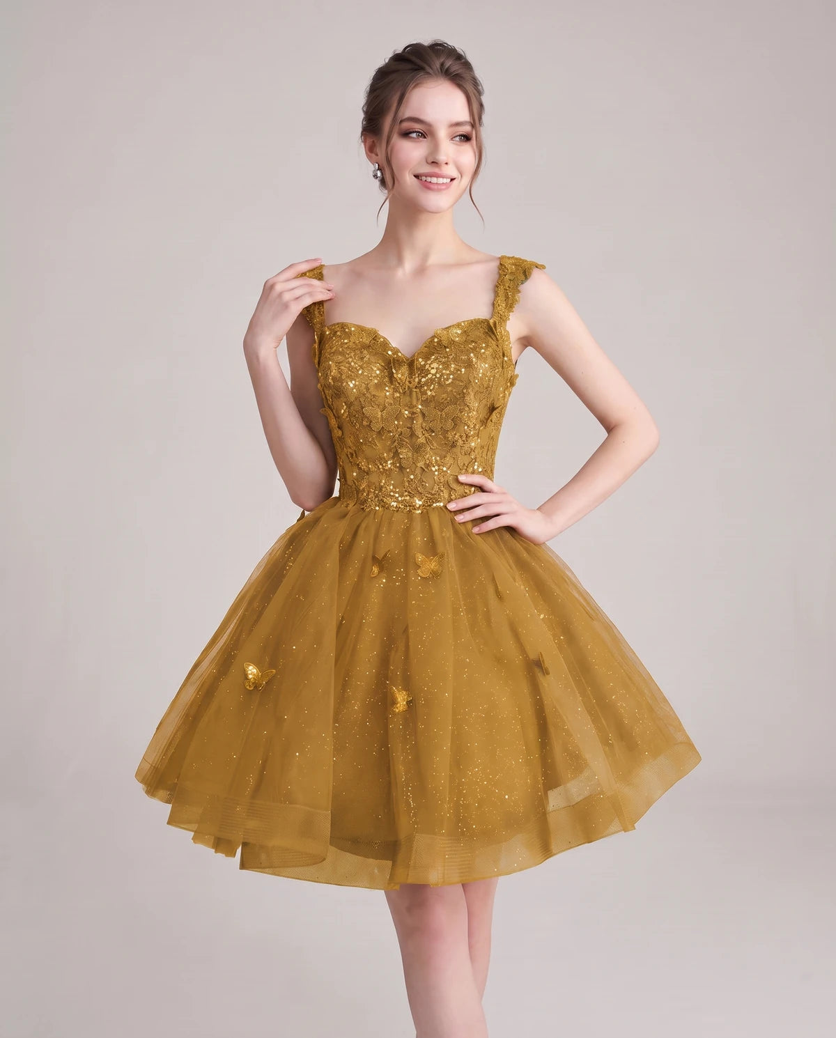 Quintessa Mini Dress — Gold | SKU: SD-50365-gold-2,SD-50365-gold-4,SD-50365-gold-6,SD-50365-gold-8,SD-50365-gold-10,SD-50365-gold-12,SD-50365-gold-14,SD-50365-gold-16,SD-50365-gold-16W,SD-50365-gold-18W,SD-50365-gold-20W,SD-50365-gold-22W
