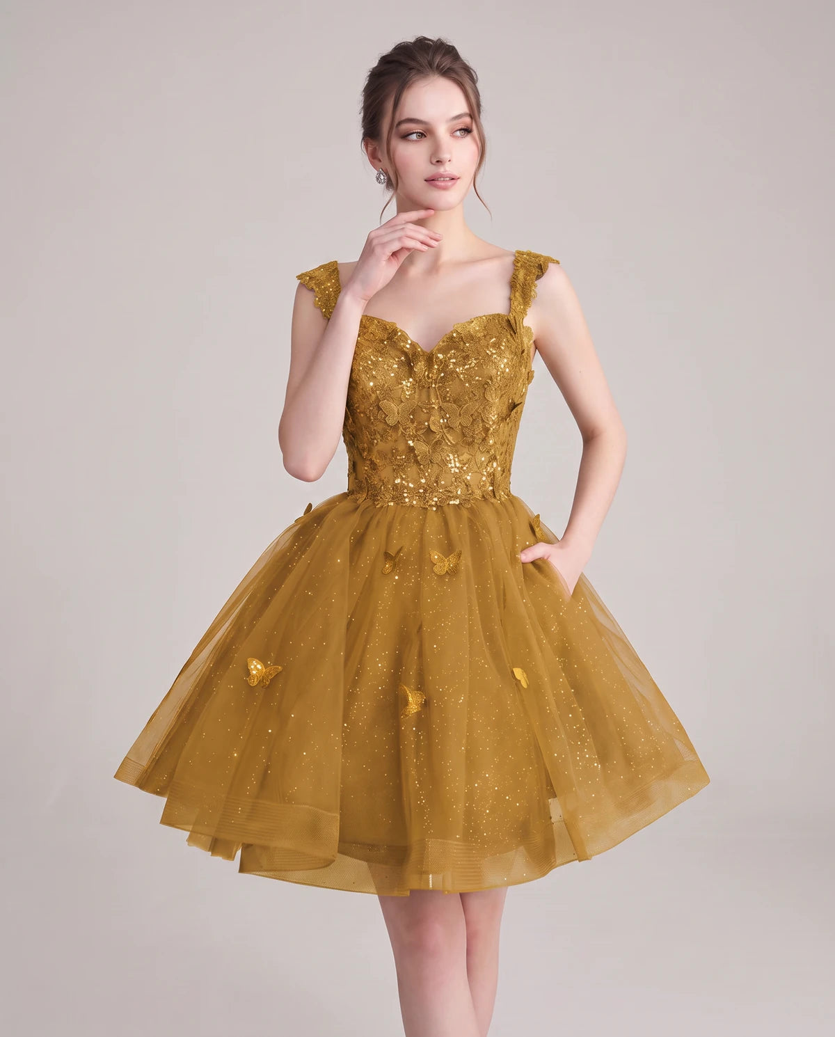 Quintessa Mini Dress — Gold | SKU: SD-50365-gold-2,SD-50365-gold-4,SD-50365-gold-6,SD-50365-gold-8,SD-50365-gold-10,SD-50365-gold-12,SD-50365-gold-14,SD-50365-gold-16,SD-50365-gold-16W,SD-50365-gold-18W,SD-50365-gold-20W,SD-50365-gold-22W
