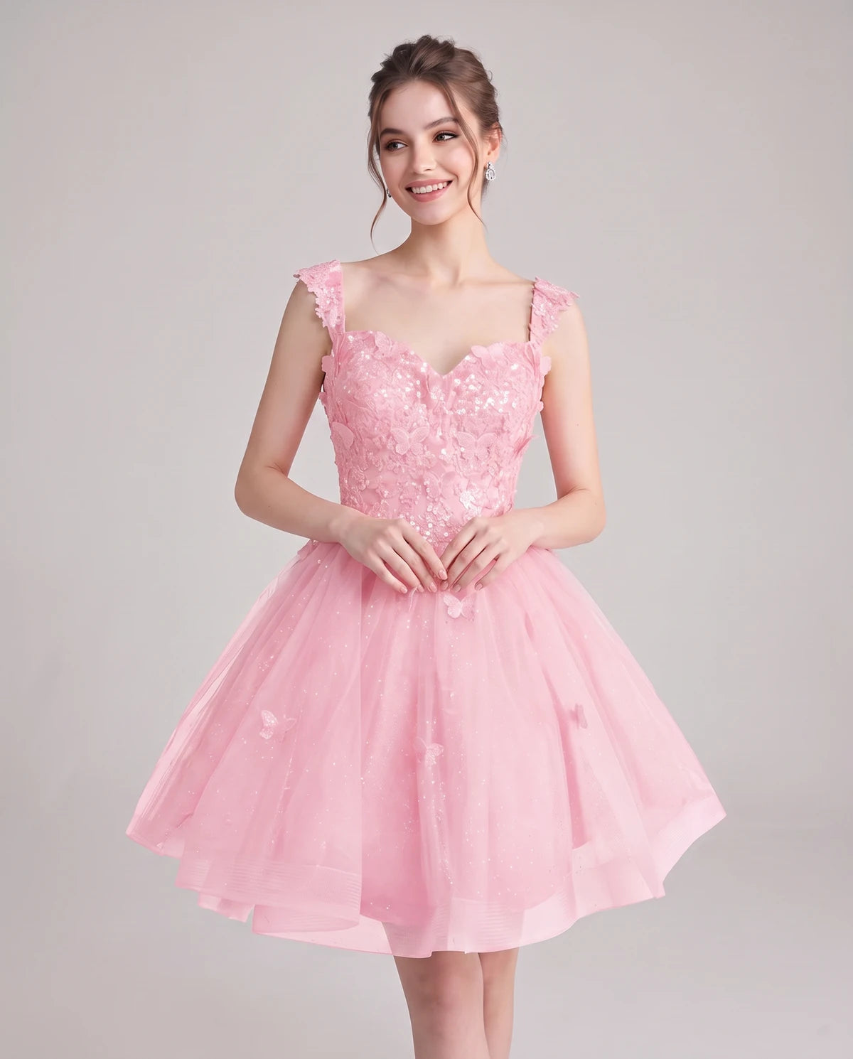 Quintessa Mini Dress — Pink | SKU: SD-50365-pink-2,SD-50365-pink-4,SD-50365-pink-6,SD-50365-pink-8,SD-50365-pink-10,SD-50365-pink-12,SD-50365-pink-14,SD-50365-pink-16,SD-50365-pink-16W,SD-50365-pink-18W,SD-50365-pink-20W,SD-50365-pink-22W