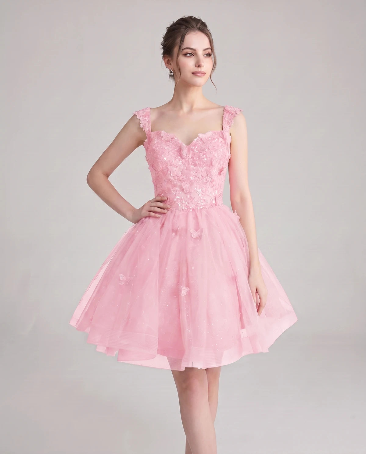 Quintessa Mini Dress — Pink | SKU: SD-50365-pink-2,SD-50365-pink-4,SD-50365-pink-6,SD-50365-pink-8,SD-50365-pink-10,SD-50365-pink-12,SD-50365-pink-14,SD-50365-pink-16,SD-50365-pink-16W,SD-50365-pink-18W,SD-50365-pink-20W,SD-50365-pink-22W