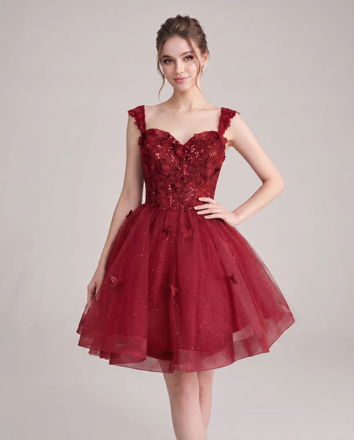 Quintessa Mini Dress — Red | SKU: SD-50365-red-2,SD-50365-red-4,SD-50365-red-6,SD-50365-red-8,SD-50365-red-10,SD-50365-red-12,SD-50365-red-14,SD-50365-red-16,SD-50365-red-16W,SD-50365-red-18W,SD-50365-red-20W,SD-50365-red-22W