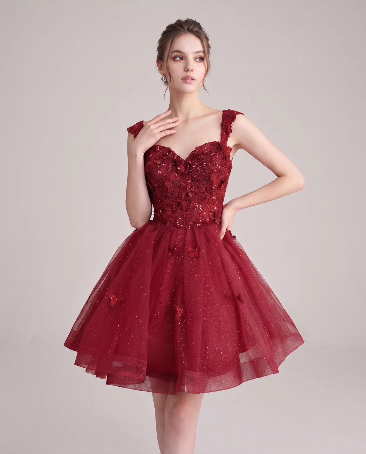 Quintessa Mini Dress — Red | SKU: SD-50365-red-2,SD-50365-red-4,SD-50365-red-6,SD-50365-red-8,SD-50365-red-10,SD-50365-red-12,SD-50365-red-14,SD-50365-red-16,SD-50365-red-16W,SD-50365-red-18W,SD-50365-red-20W,SD-50365-red-22W