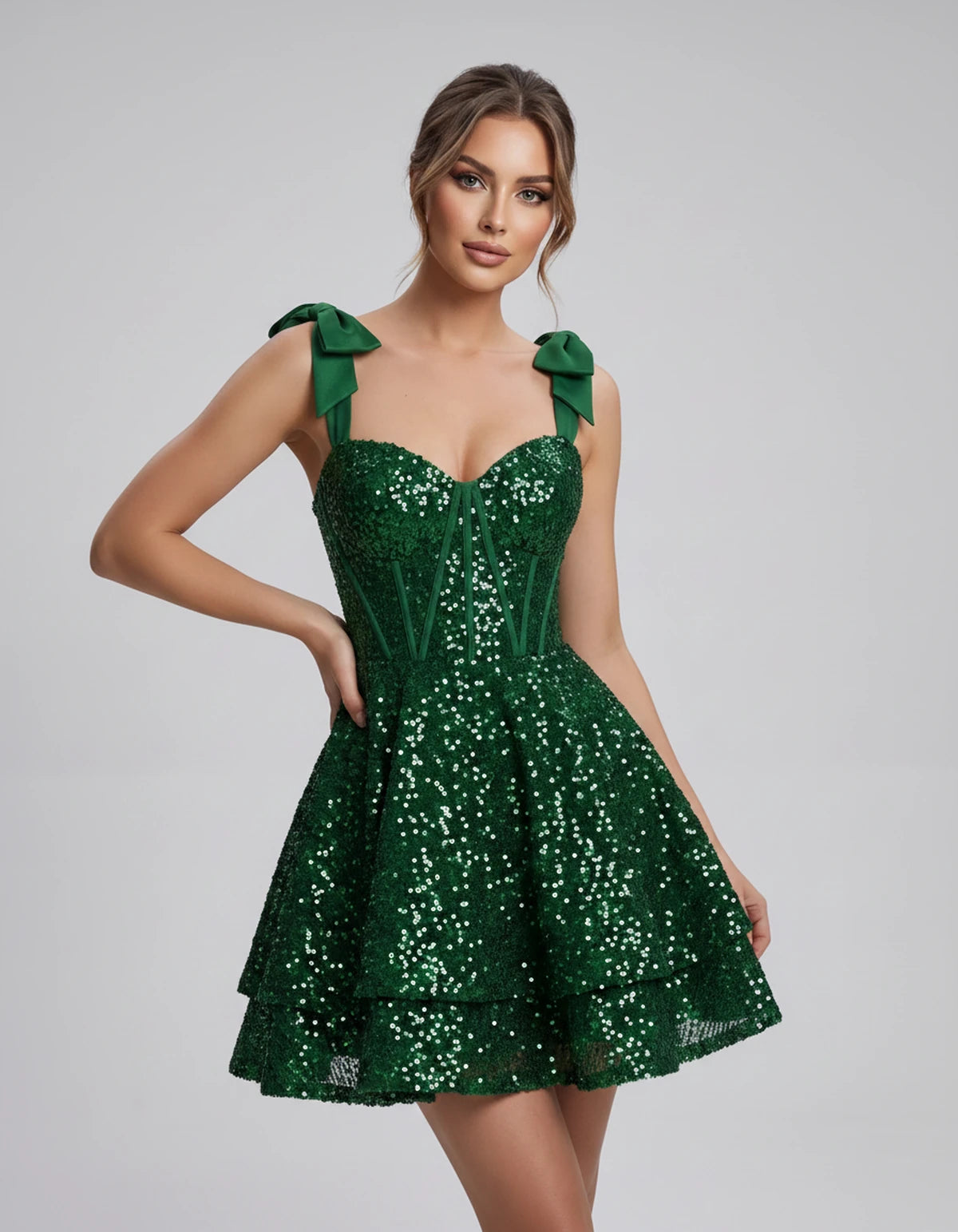 Rhiannon Mini Dress — Emerald | SKU: SD-13330-emerald-2,SD-13330-emerald-4,SD-13330-emerald-6,SD-13330-emerald-8,SD-13330-emerald-10,SD-13330-emerald-12,SD-13330-emerald-14,SD-13330-emerald-16,SD-13330-emerald-16W,SD-13330-emerald-18W,SD-13330-emerald-20W,SD-13330-emerald-22W