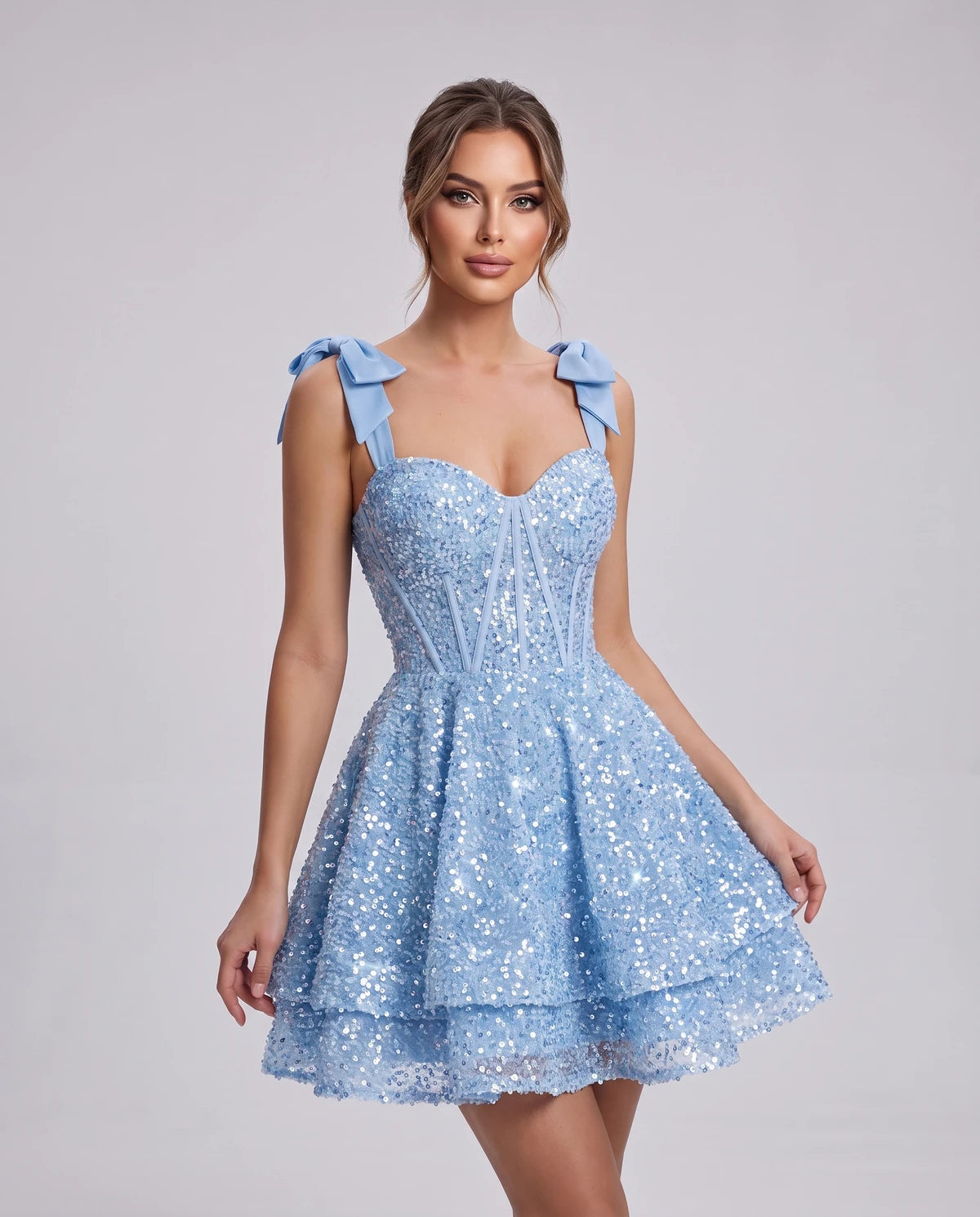 Rhiannon Mini Dress — Light blue