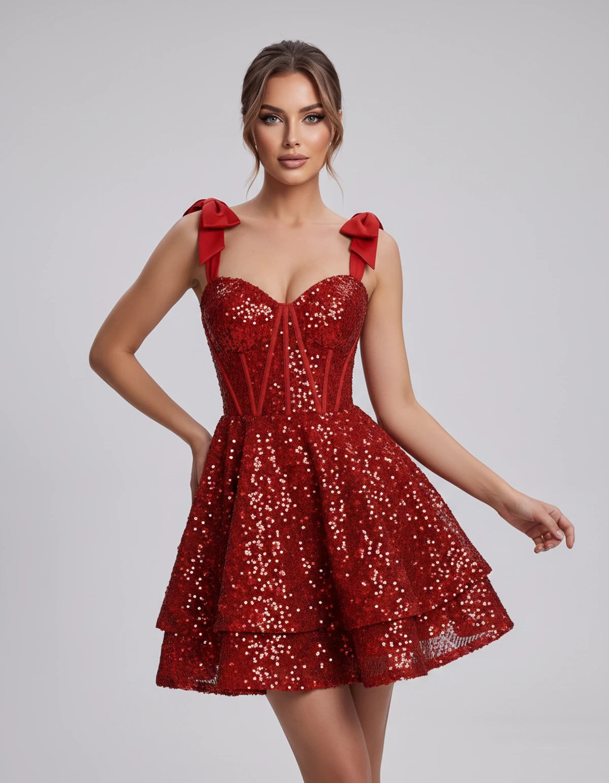 Rhiannon Mini Dress — Red | SKU: SD-13330-red-2,SD-13330-red-4,SD-13330-red-6,SD-13330-red-8,SD-13330-red-10,SD-13330-red-12,SD-13330-red-14,SD-13330-red-16,SD-13330-red-16W,SD-13330-red-18W,SD-13330-red-20W,SD-13330-red-22W