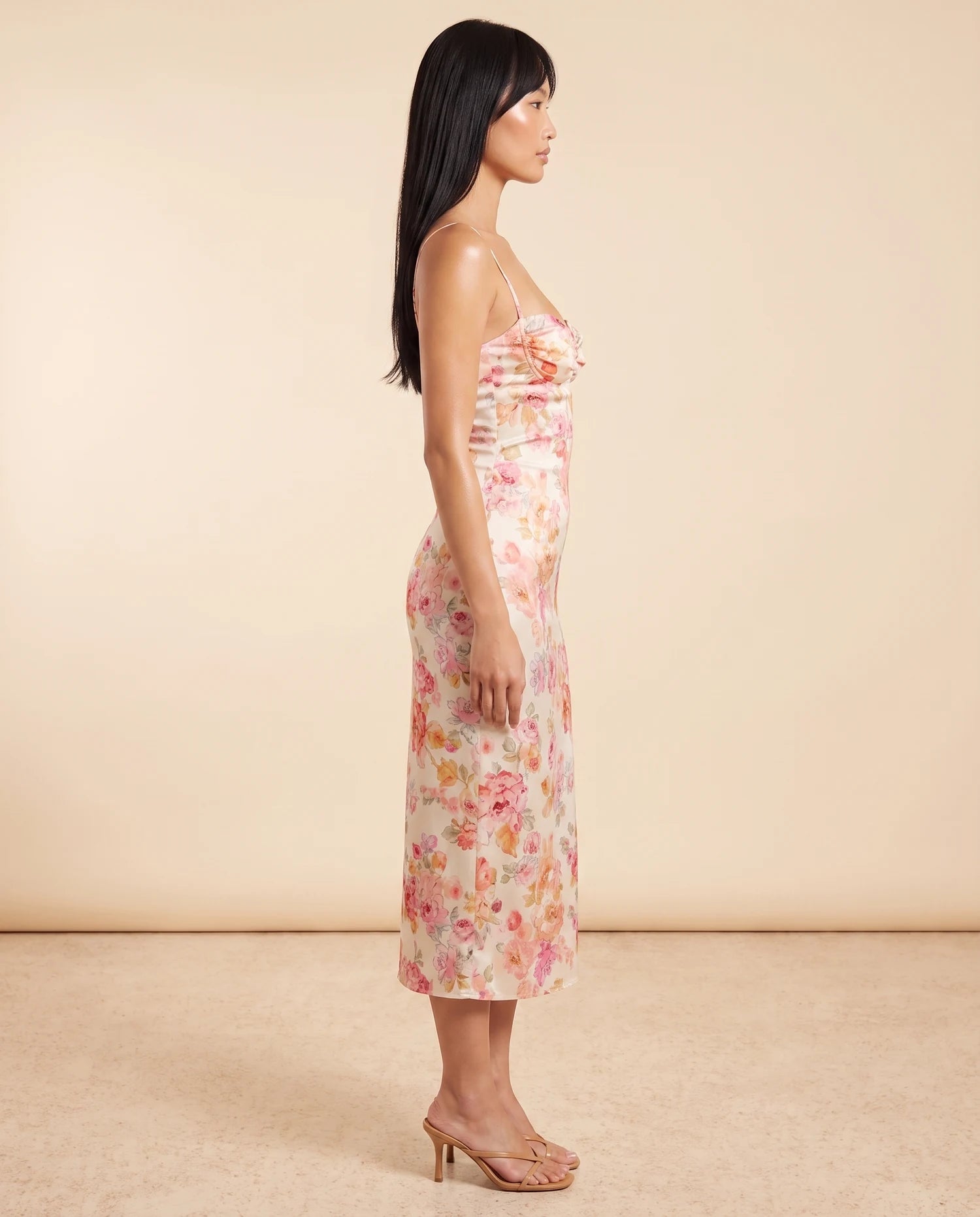 Rosalia Floral Midi Dress Rose Print 05-side