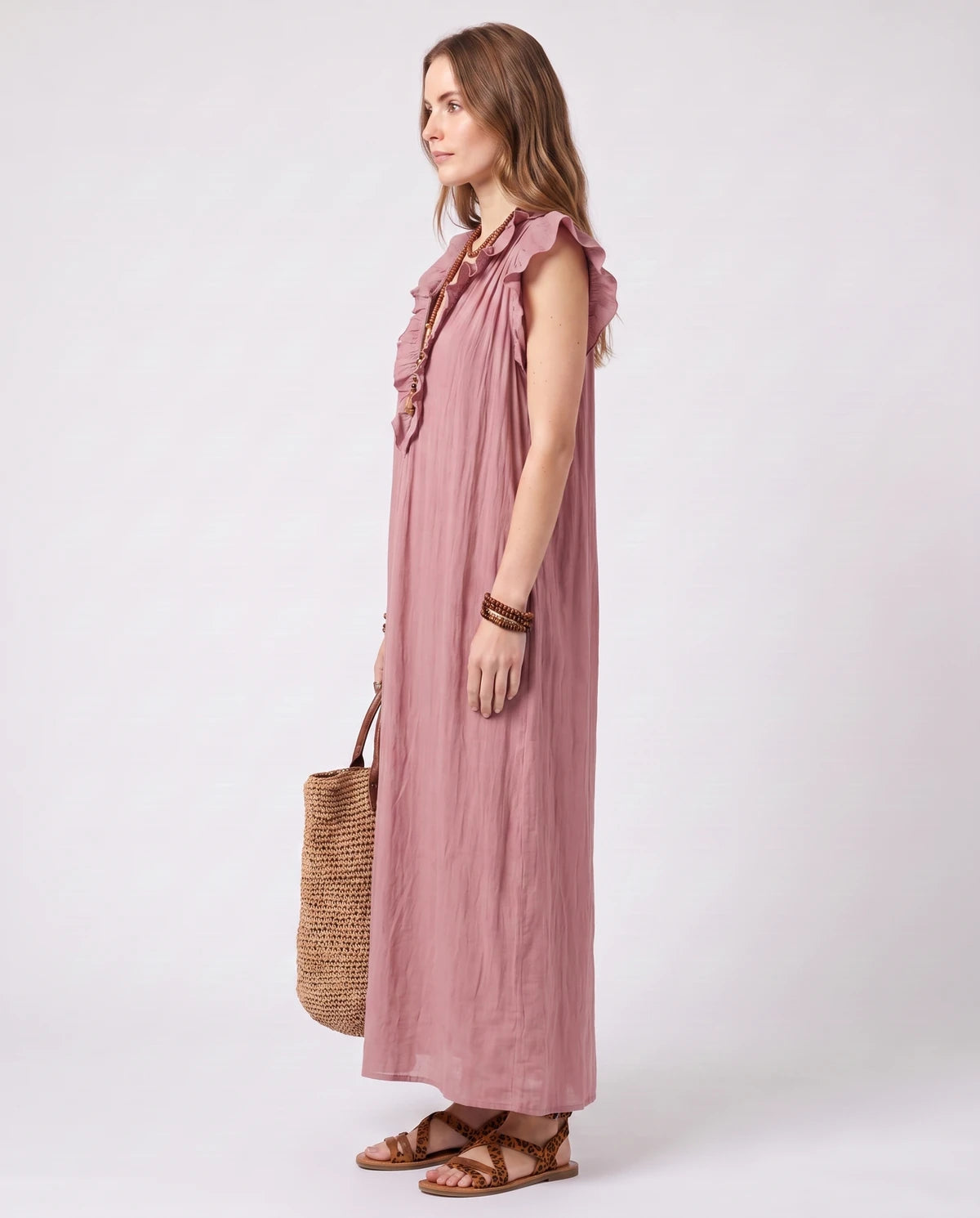 Rosanne Midi Dresses — Pink | SKU: SD-04996-pink-XS,SD-04996-pink-S,SD-04996-pink-M,SD-04996-pink-L,SD-04996-pink-XL,SD-04996-pink-2XL