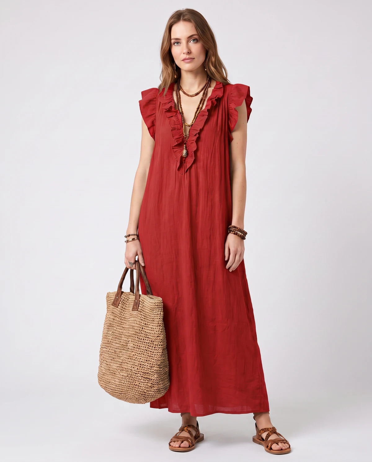 Rosanne Midi Dresses — Red