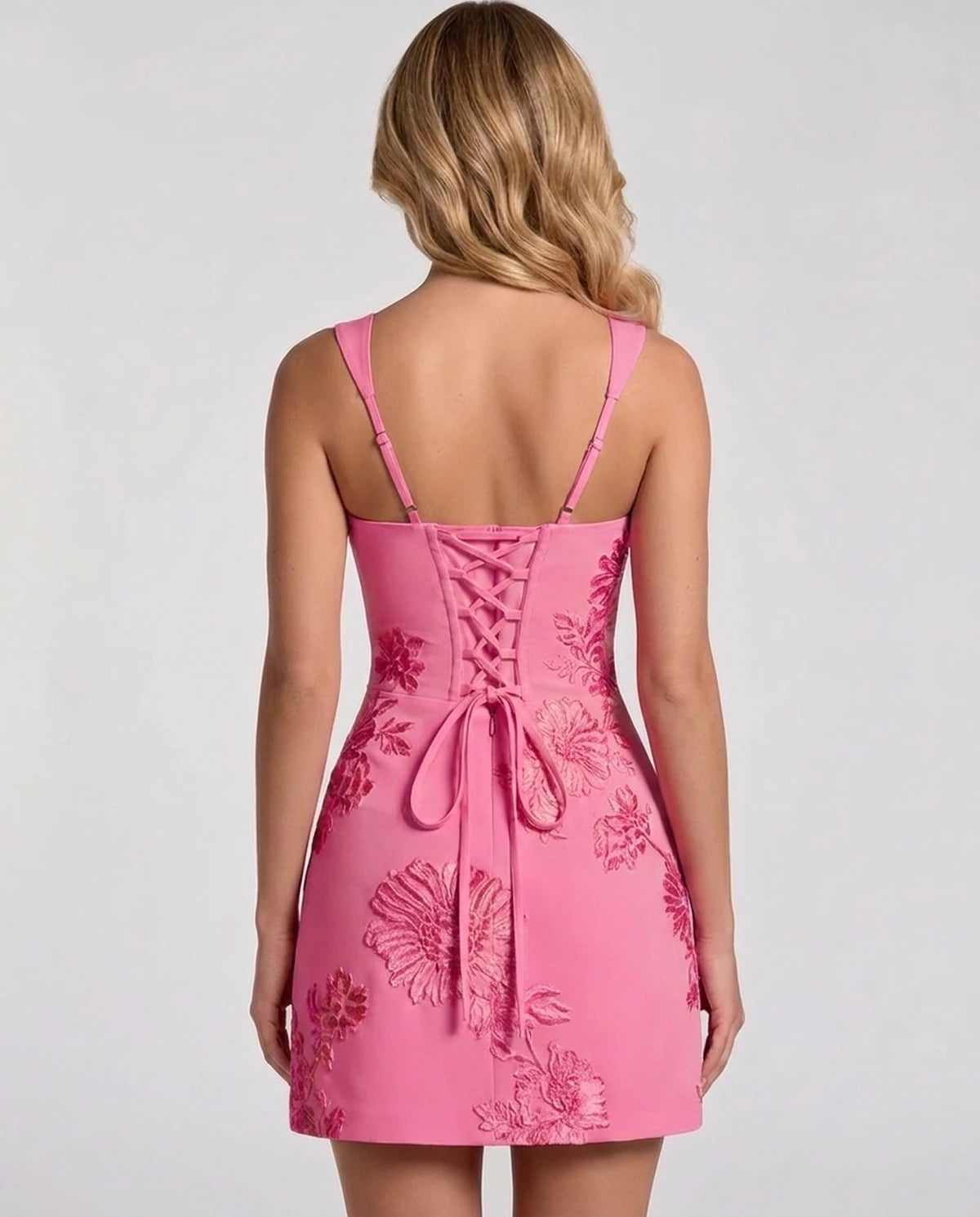 Rousseline Mini Dress — Hot Pink | SKU: SD-15835-hotpink-2,SD-15835-hotpink-4,SD-15835-hotpink-6,SD-15835-hotpink-8,SD-15835-hotpink-10,SD-15835-hotpink-12,SD-15835-hotpink-14,SD-15835-hotpink-16,SD-15835-hotpink-16W,SD-15835-hotpink-18W,SD-15835-hotpink-20W,SD-15835-hotpink-22W