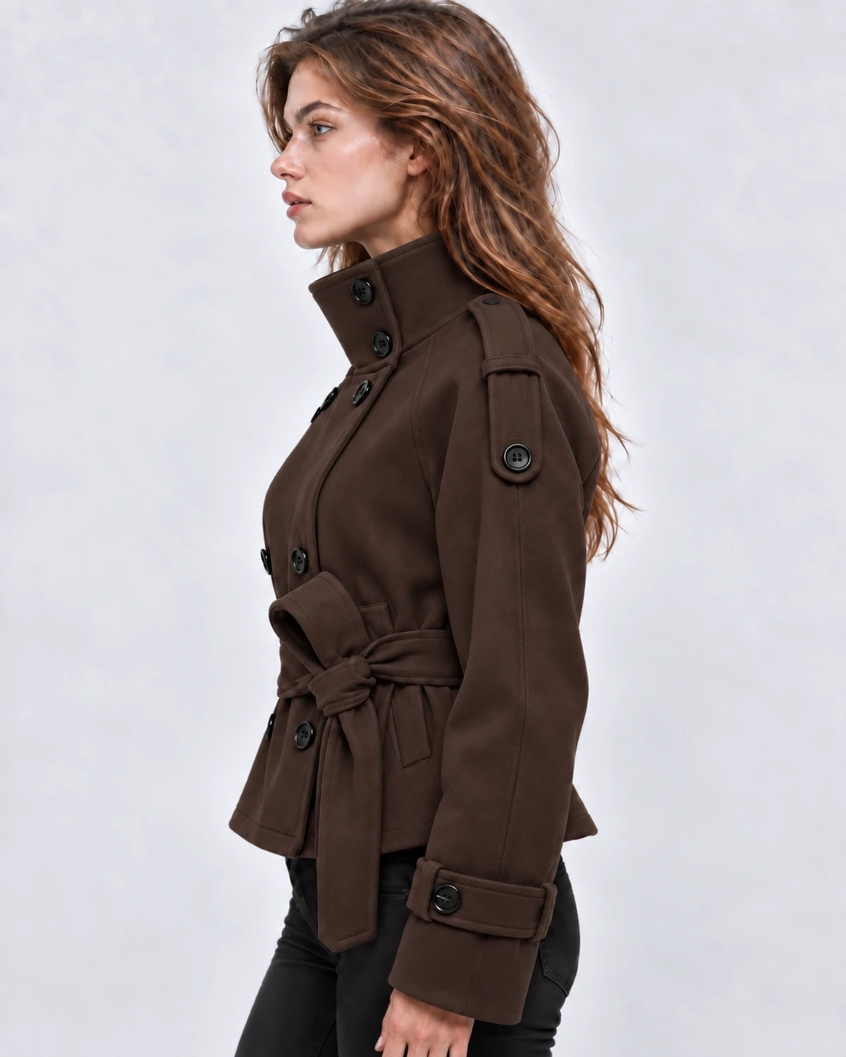 Salvia Coat — Brown | SKU: SD-73094-brown-XS,SD-73094-brown-S,SD-73094-brown-M,SD-73094-brown-L
