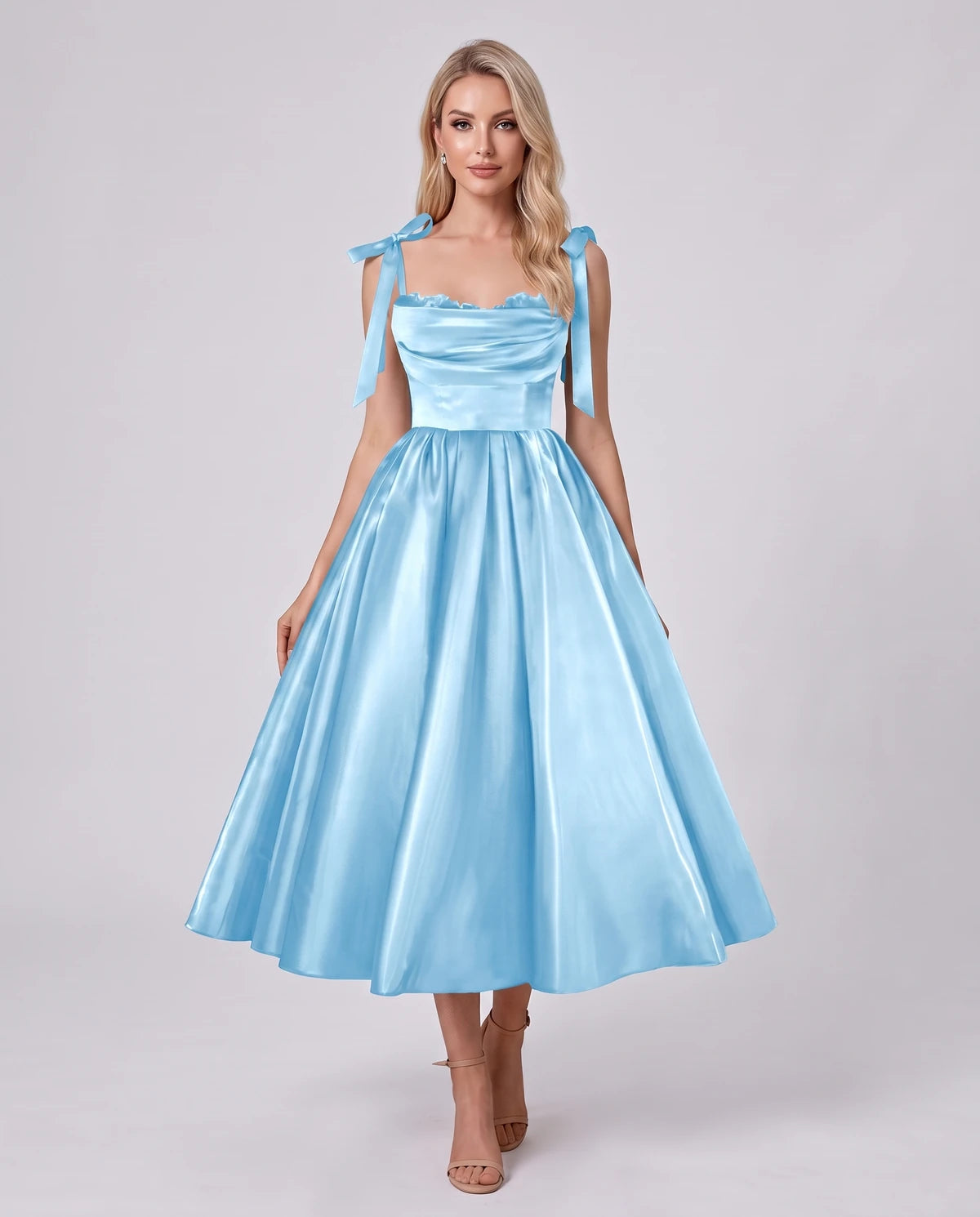 Saskia Midi Dresses — Light Blue