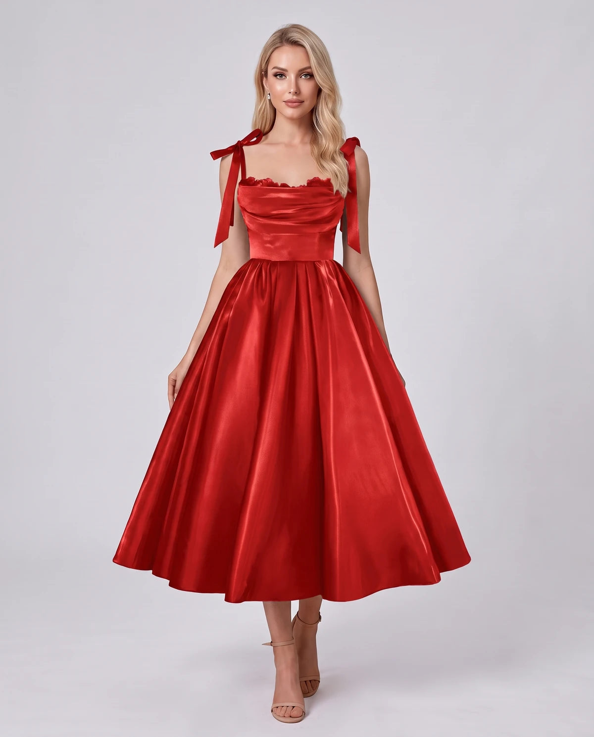 Saskia Midi Dresses — Red