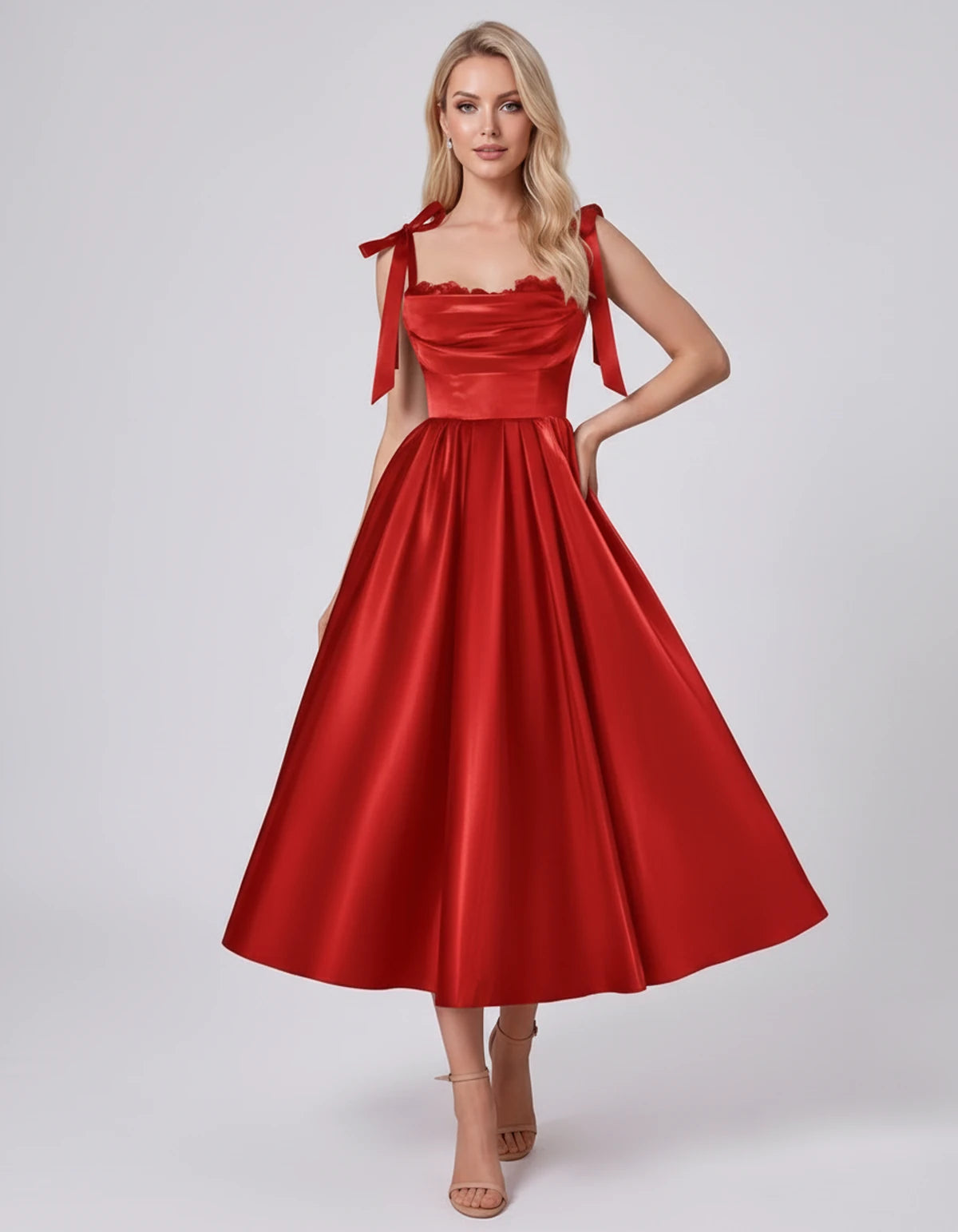 Saskia Midi Dresses — Red | SKU: SD-65820-red-2,SD-65820-red-4,SD-65820-red-6,SD-65820-red-8,SD-65820-red-10,SD-65820-red-12,SD-65820-red-14,SD-65820-red-16,SD-65820-red-16W,SD-65820-red-18W,SD-65820-red-20W,SD-65820-red-22W