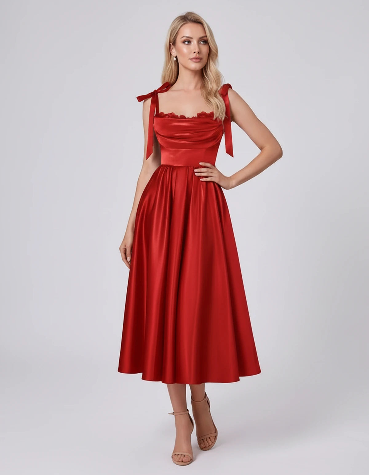 Saskia Midi Dresses — Red | SKU: SD-65820-red-2,SD-65820-red-4,SD-65820-red-6,SD-65820-red-8,SD-65820-red-10,SD-65820-red-12,SD-65820-red-14,SD-65820-red-16,SD-65820-red-16W,SD-65820-red-18W,SD-65820-red-20W,SD-65820-red-22W