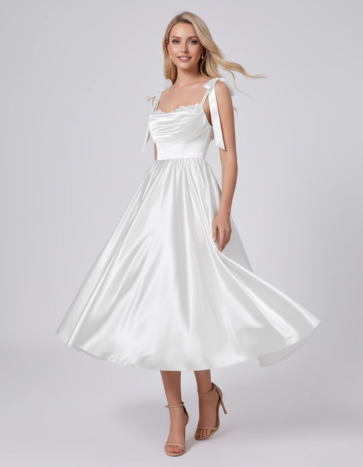 Saskia Midi Dresses — White | SKU: SD-65820-white-2,SD-65820-white-4,SD-65820-white-6,SD-65820-white-8,SD-65820-white-10,SD-65820-white-12,SD-65820-white-14,SD-65820-white-16,SD-65820-white-16W,SD-65820-white-18W,SD-65820-white-20W,SD-65820-white-22W