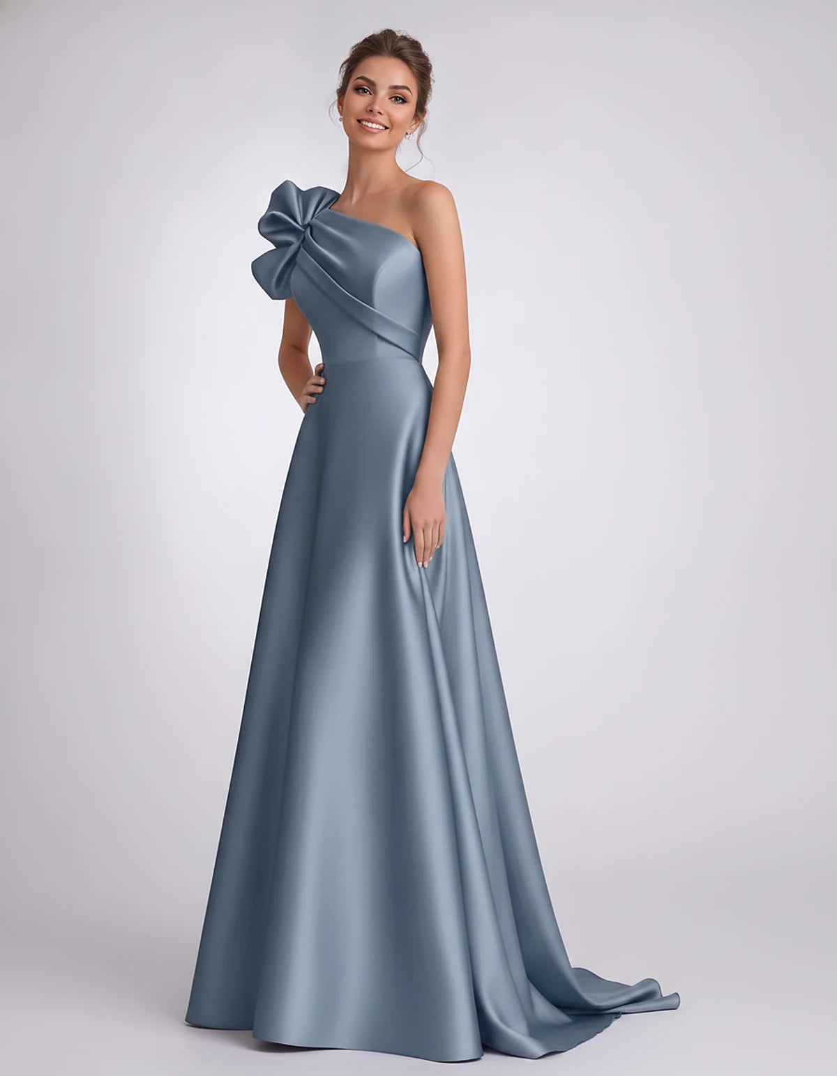 Satin One-Shoulder Sleeveless A-Line Maxi Dress for Party, Cocktail, Evening, Wedding Guest, Formal Events & Summer Occasions