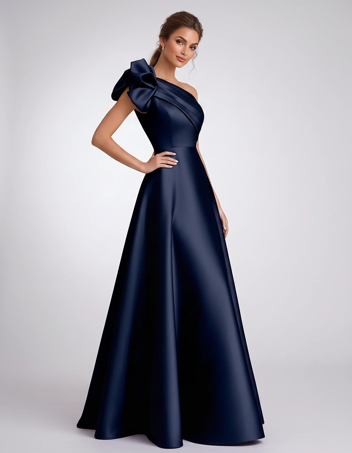 Satin One-Shoulder Sleeveless A-Line Maxi Dress for Party, Cocktail, Evening, Wedding Guest, Formal Events & Summer Occasions