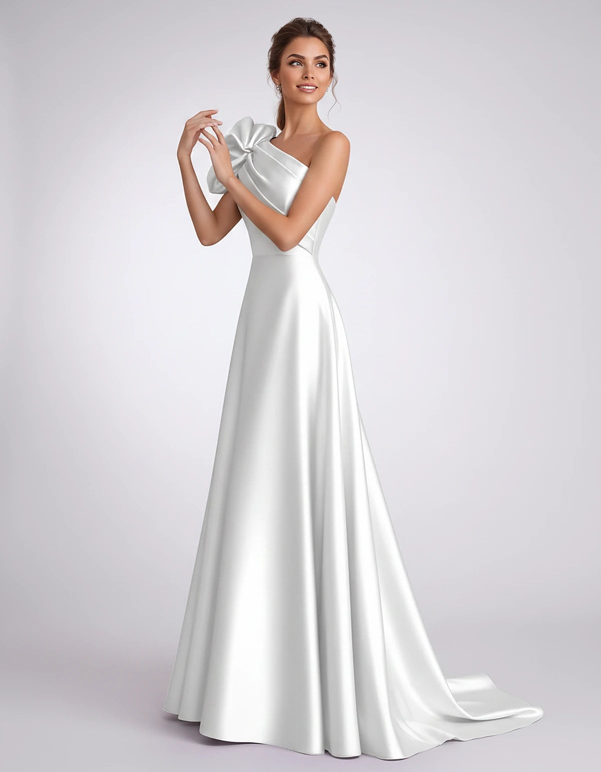 Satin One-Shoulder Sleeveless A-Line Maxi Dress for Party, Cocktail, Evening, Wedding Guest, Formal Events & Summer Occasions