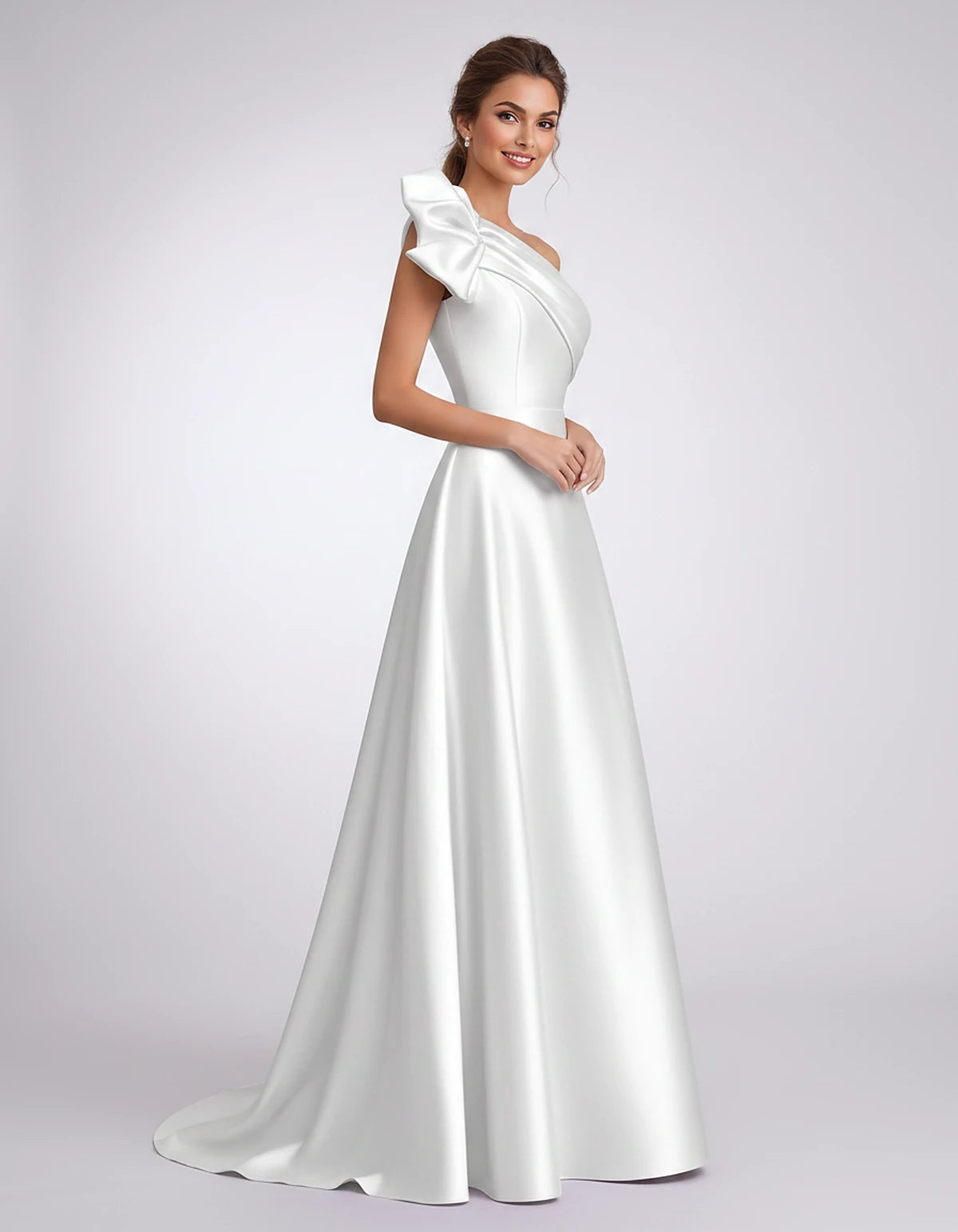 Satin One-Shoulder Sleeveless A-Line Maxi Dress for Party, Cocktail, Evening, Wedding Guest, Formal Events & Summer Occasions