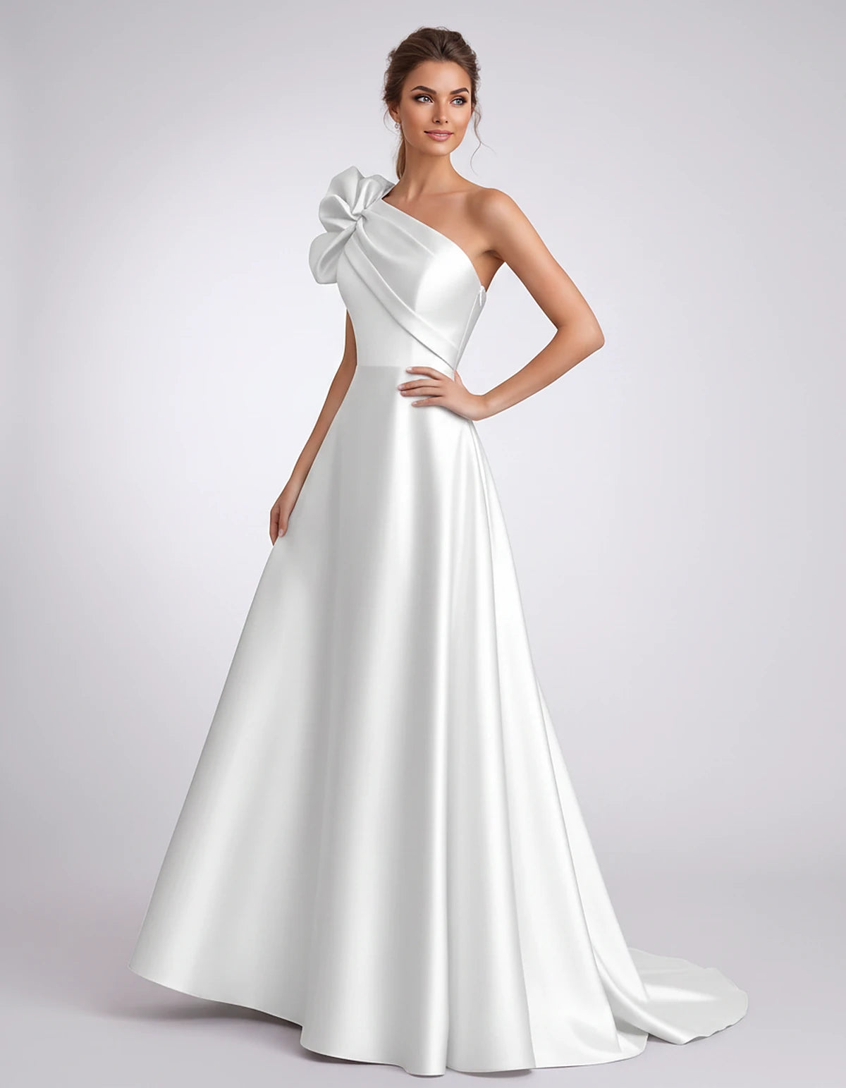 Satin One-Shoulder Sleeveless A-Line Maxi Dress for Party, Cocktail, Evening, Wedding Guest, Formal Events & Summer Occasions