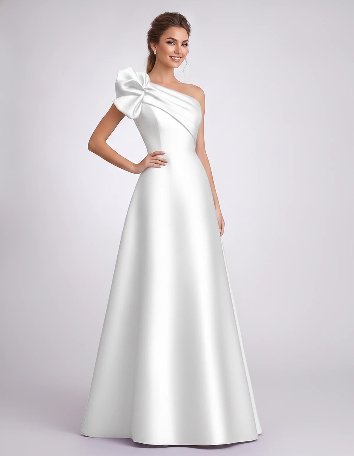 Satin One-Shoulder Sleeveless A-Line Maxi Dress for Party, Cocktail, Evening, Wedding Guest, Formal Events & Summer Occasions