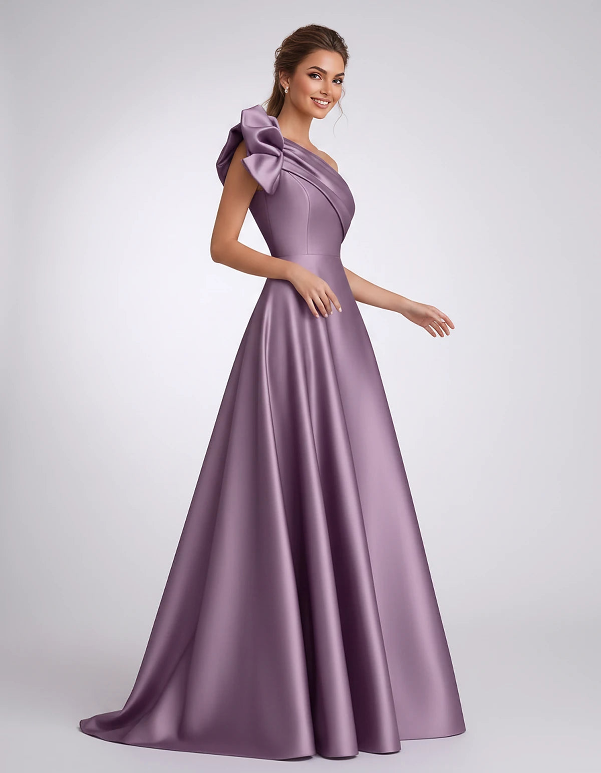 Satin One-Shoulder Sleeveless A-Line Maxi Dress for Party, Cocktail, Evening, Wedding Guest, Formal Events & Summer Occasions