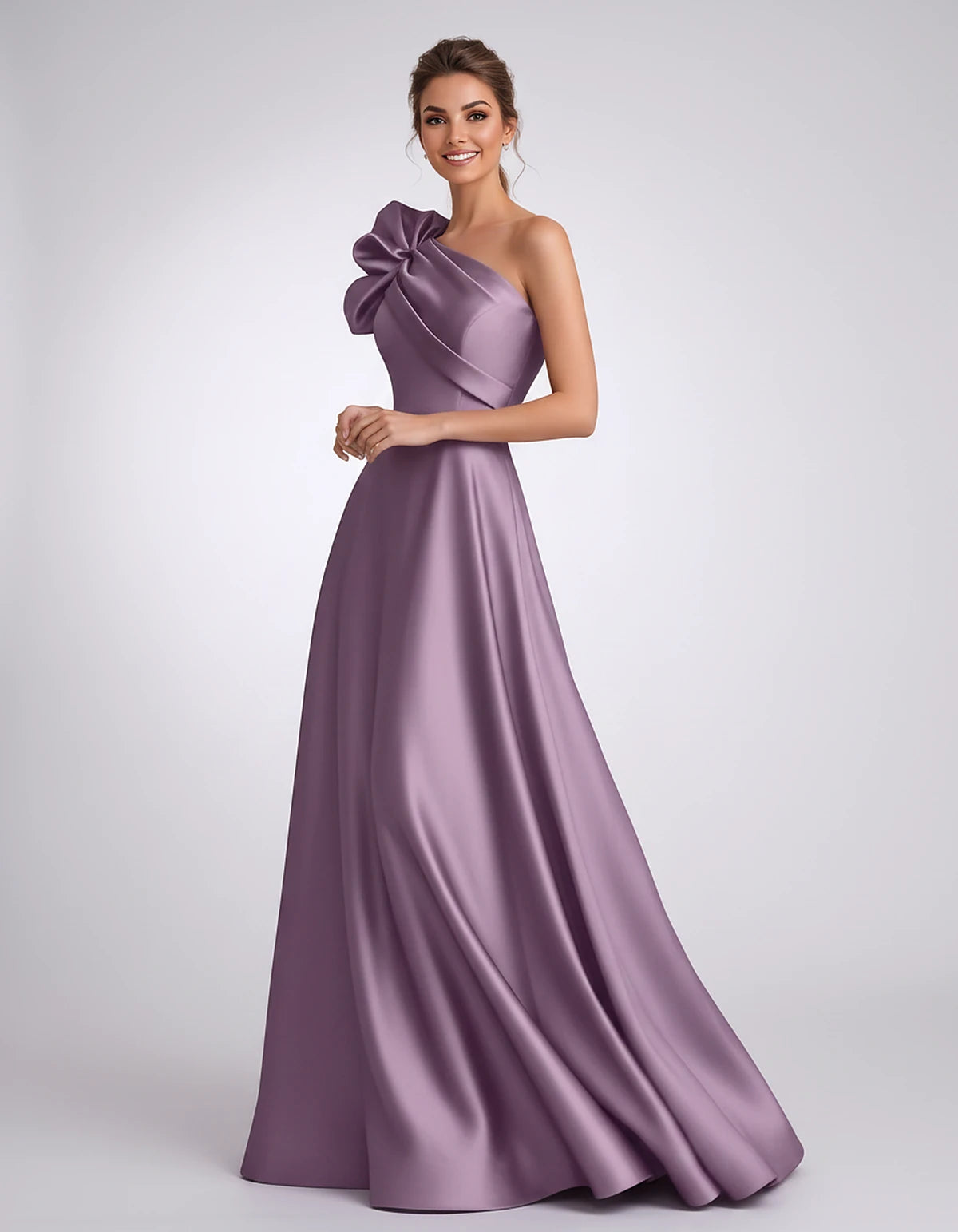 Satin One-Shoulder Sleeveless A-Line Maxi Dress for Party, Cocktail, Evening, Wedding Guest, Formal Events & Summer Occasions