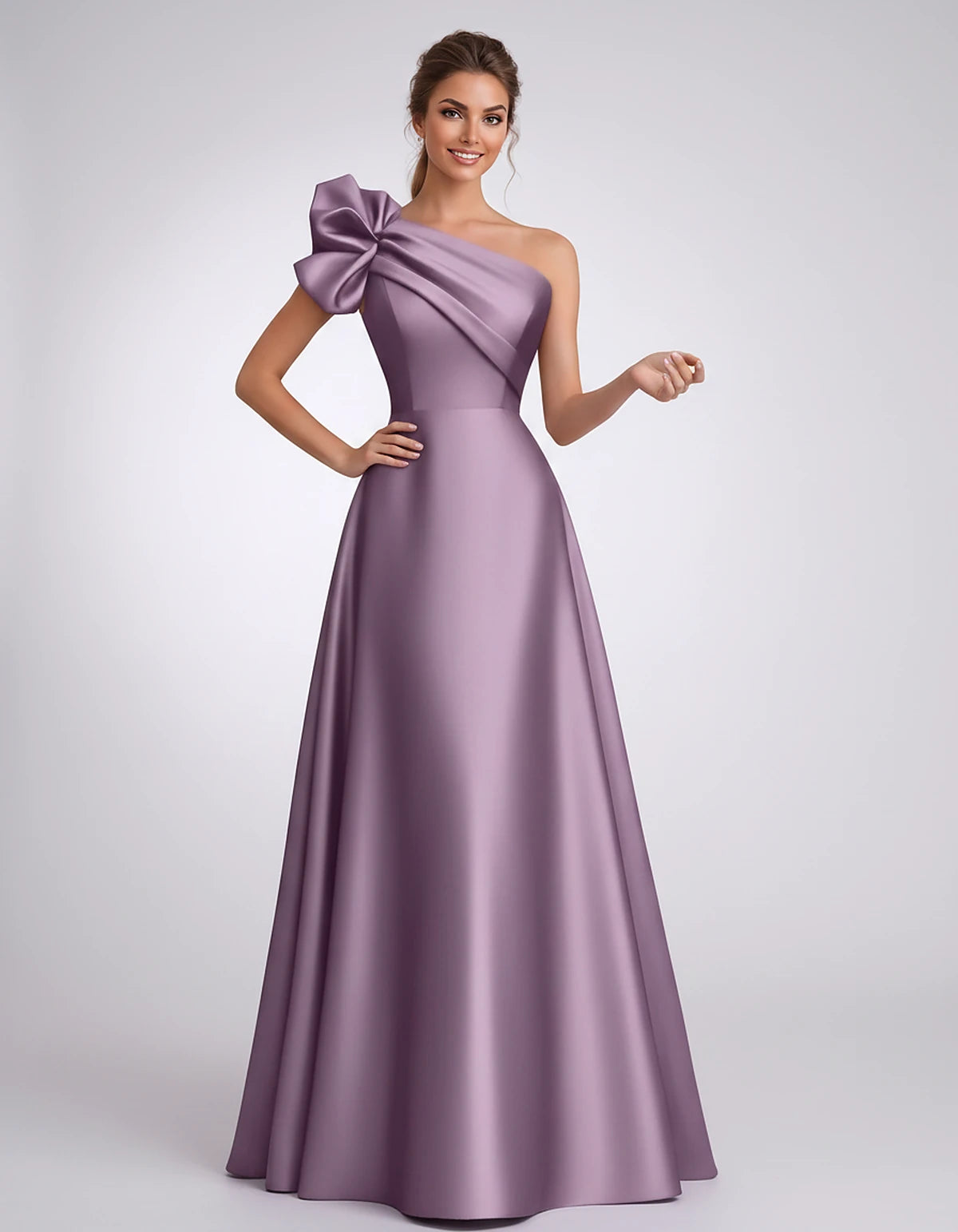 Satin One-Shoulder Sleeveless A-Line Maxi Dress for Party, Cocktail, Evening, Wedding Guest, Formal Events & Summer Occasions