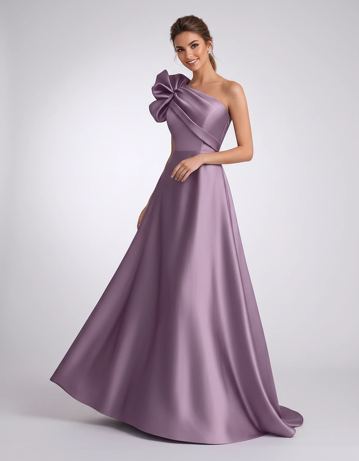 Satin One-Shoulder Sleeveless A-Line Maxi Dress for Party, Cocktail, Evening, Wedding Guest, Formal Events & Summer Occasions