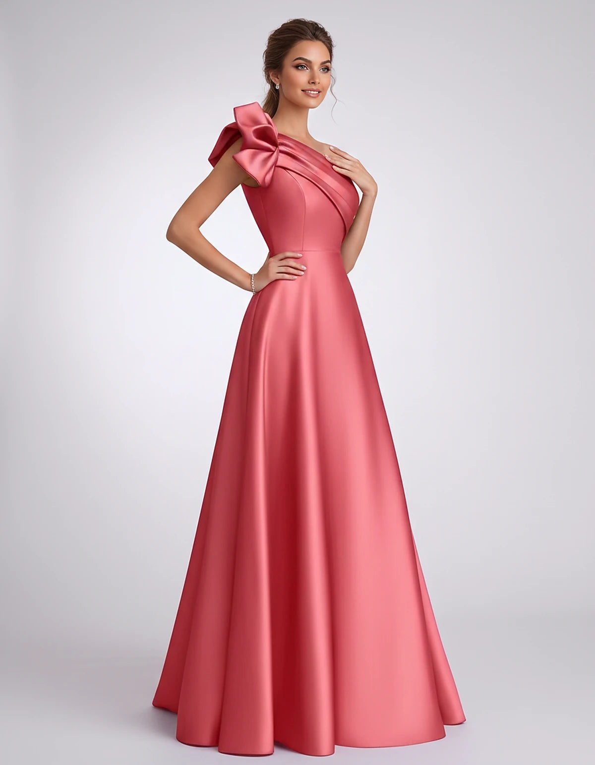 Satin One-Shoulder Sleeveless A-Line Maxi Dress for Party, Cocktail, Evening, Wedding Guest, Formal Events & Summer Occasions