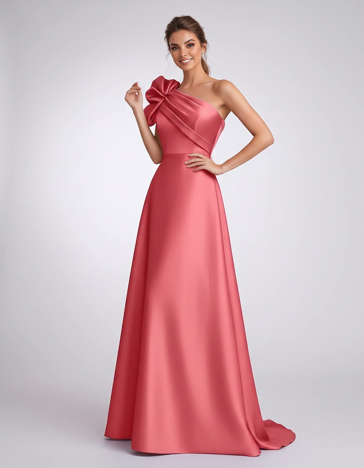 Satin One-Shoulder Sleeveless A-Line Maxi Dress for Party, Cocktail, Evening, Wedding Guest, Formal Events & Summer Occasions