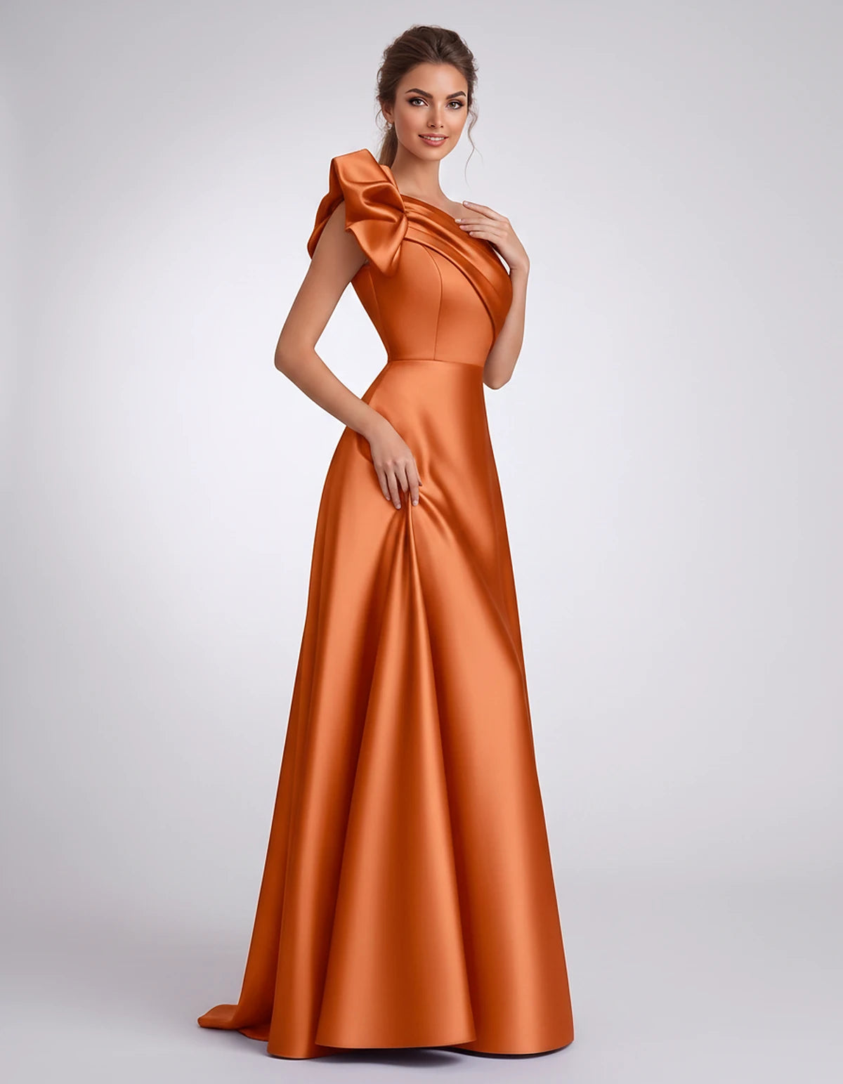Satin One-Shoulder Sleeveless A-Line Maxi Dress for Party, Cocktail, Evening, Wedding Guest, Formal Events & Summer Occasions