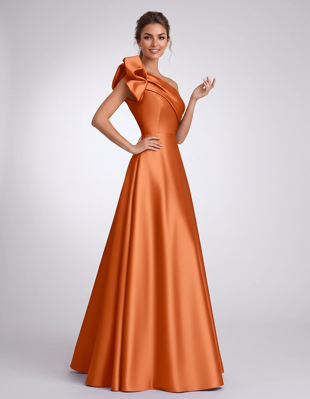 Satin One-Shoulder Sleeveless A-Line Maxi Dress for Party, Cocktail, Evening, Wedding Guest, Formal Events & Summer Occasions
