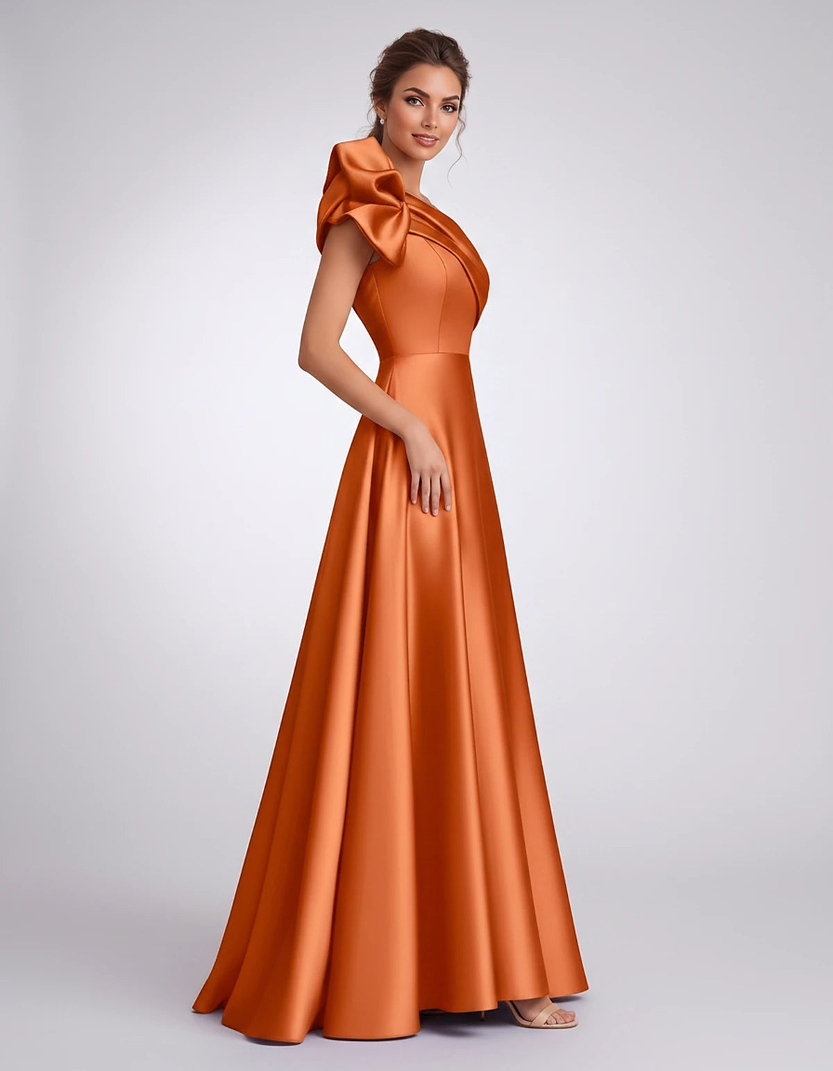Satin One-Shoulder Sleeveless A-Line Maxi Dress for Party, Cocktail, Evening, Wedding Guest, Formal Events & Summer Occasions