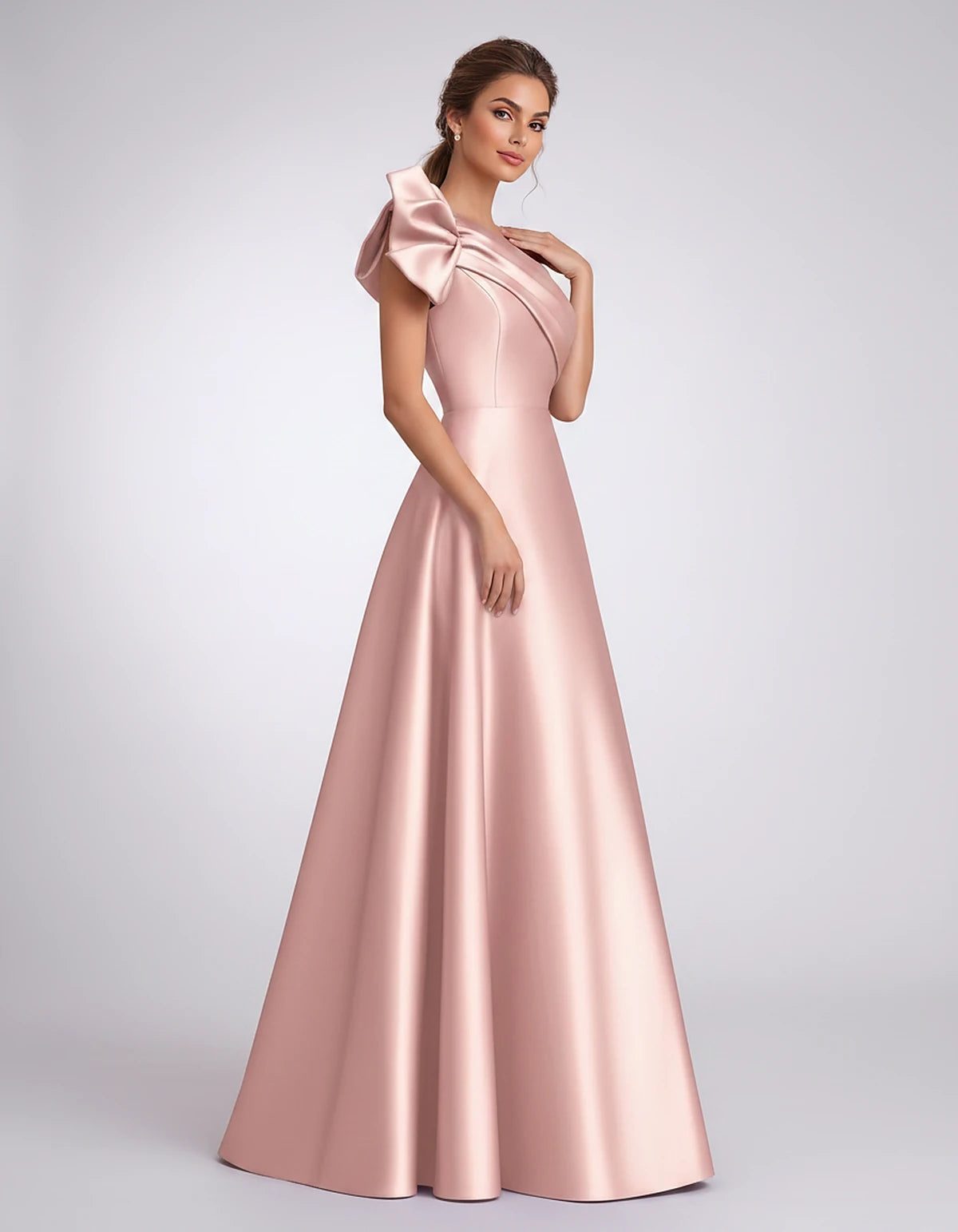 Satin One-Shoulder Sleeveless A-Line Maxi Dress for Party, Cocktail, Evening, Wedding Guest, Formal Events & Summer Occasions