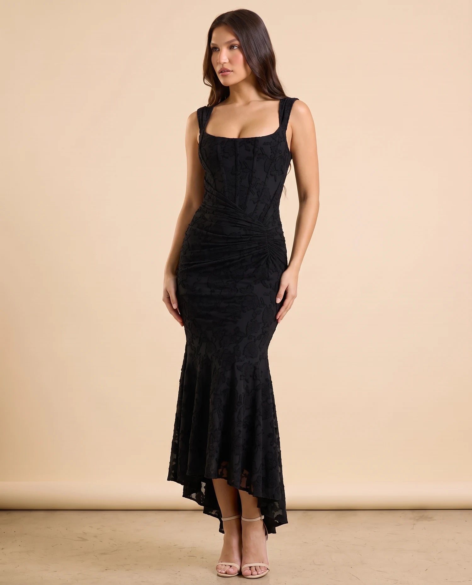 Selvia Lace Mermaid Dress Black 06-back34