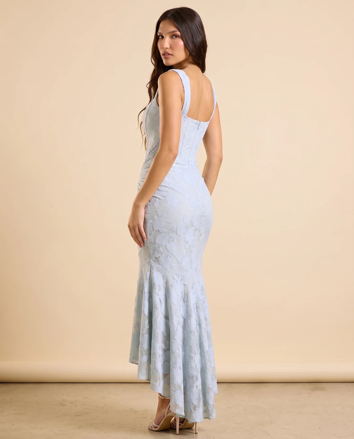 Selvia Lace Mermaid Dress Sky Blue 06-back34