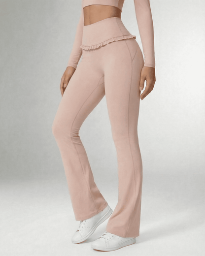 Serena Leggings by SLIMONA - Elegant flare pants with pockets, crafted from a soft and stretchy nylon-spandex blend.