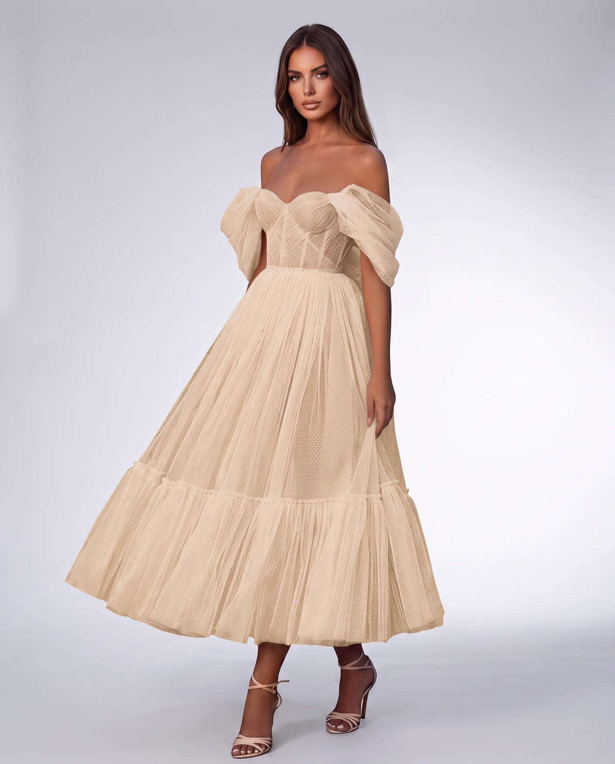 Severine Midi Dresses — Champagne