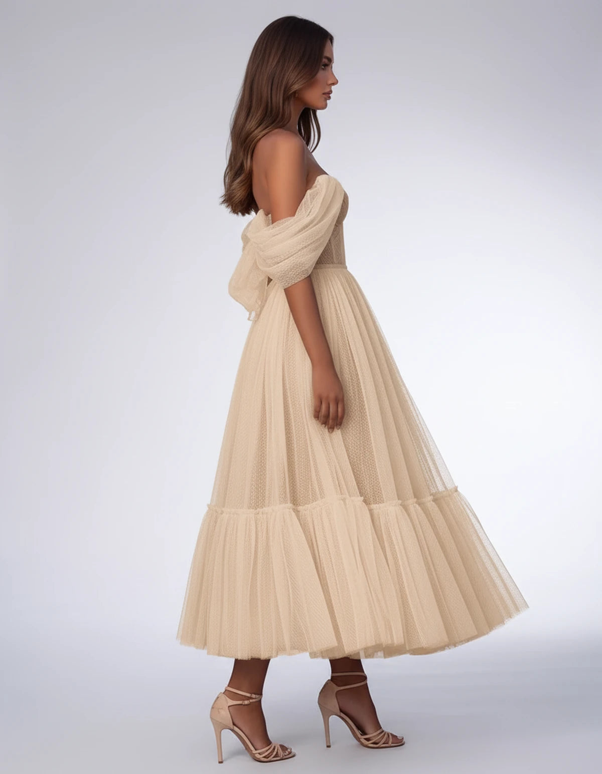 Severine Midi Dresses — Champagne | SKU: SD-31681-champagne-2,SD-31681-champagne-4,SD-31681-champagne-6,SD-31681-champagne-8,SD-31681-champagne-10,SD-31681-champagne-12,SD-31681-champagne-14,SD-31681-champagne-16,SD-31681-champagne-16W,SD-31681-champagne-18W,SD-31681-champagne-20W,SD-31681-champagne-22W